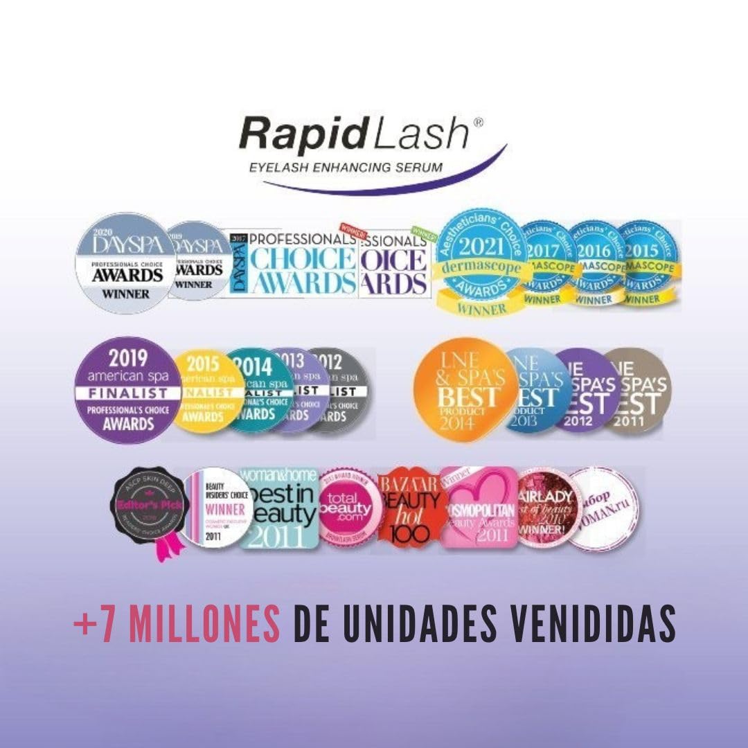 RapidLash® - Siero Potenziatore per Ciglia con Ingredienti Naturali, 3 ml. Intensificatore del look di ciglia lunghe, forti e dense in 4 settimane.