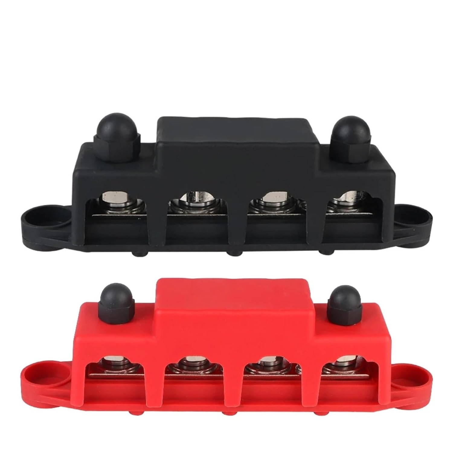 Bus Bar 48V 250A DC Power Distribution Block for Boat Truck RV Caravan Car M8 M10 Stud 5/16" 3/8" Studs Electro Junction 4 Ways 1Pcs(Black M8)