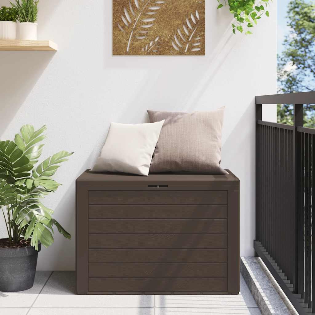 Baule da giardino, marrone, 78 x 44 x 55 cm, resistente alle intemperie, per cuscini, coperte e attrezzi da giardino, per terrazze, balconi e giardini, con serratura