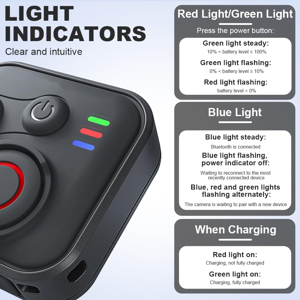 Bluetooth Fernbedienung für Insta360 X5/X4/X3/X2/Ace Pro 2/Ace Pro/GO3S/GO3/GoPro Hero 13/12/11/IOS/Android, Wasserdicht Wireless Smart Fernbedienung mit Handschlaufe, 50M Reichweite, BT5.1