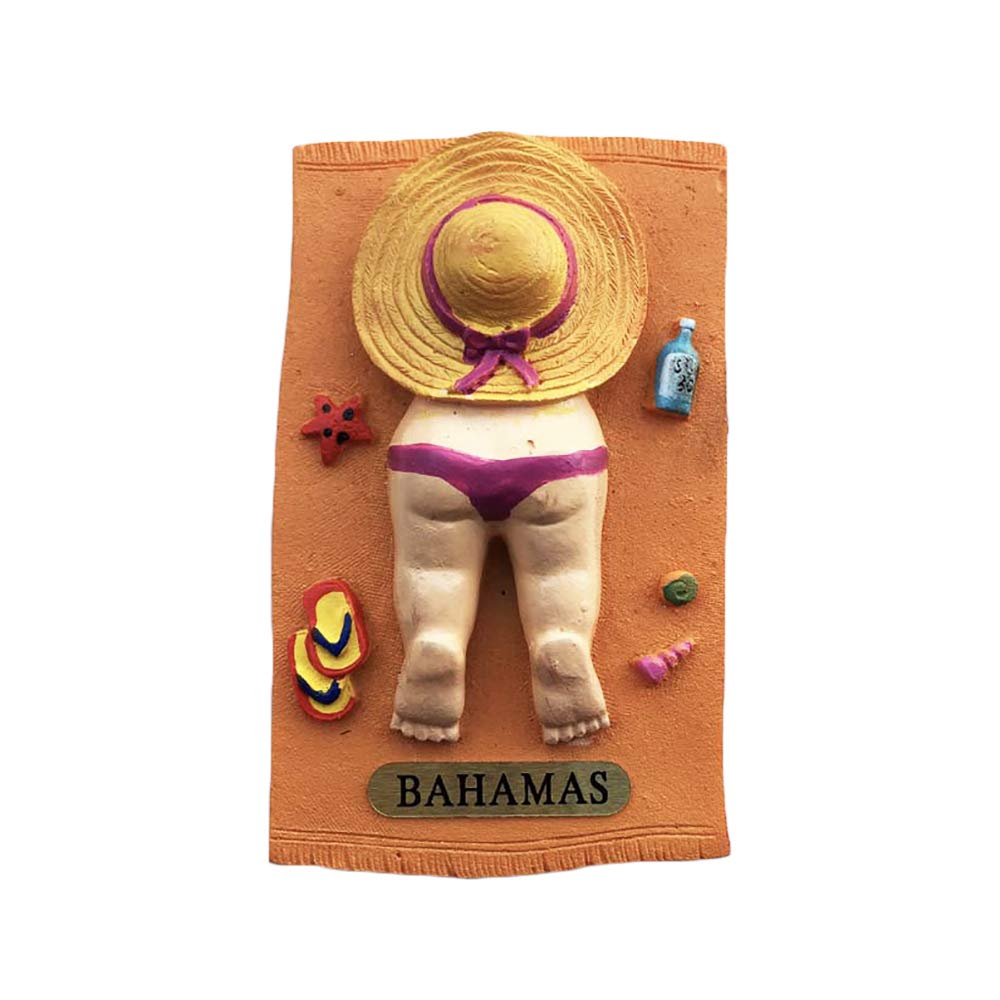 Bahamas 3D Sunbathing Refrigerator Magnet Souvenirs Handmade Resin Magnetic Stickers Home Kitchen Decoration,Bahamas Fridge Magnet Collection Gift