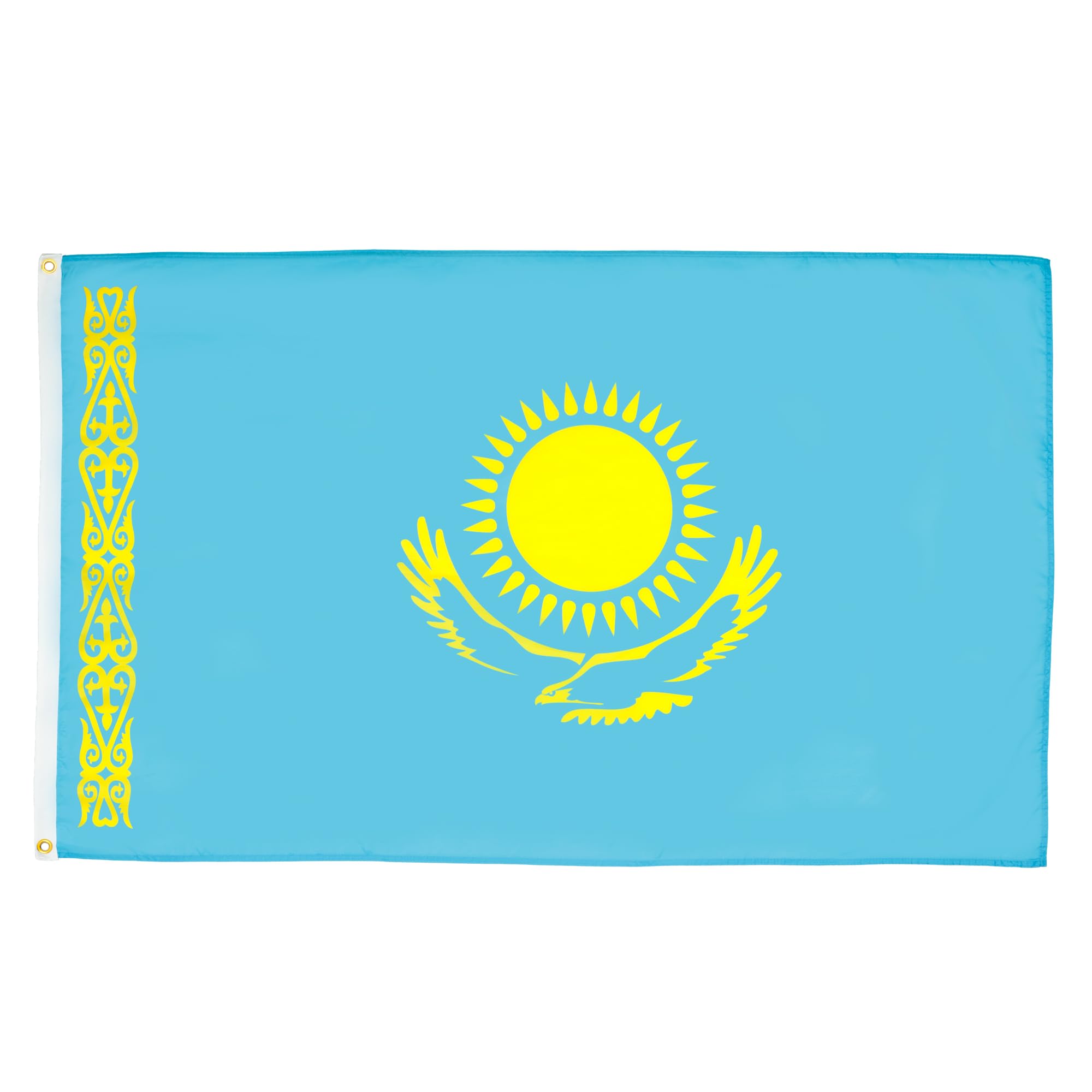 AZ FLAG - Kazakhstan Flag - 3x5 Ft - 100D Polyester Kazakh Banner with Two Metal Grommets - Fade Resistant - Vivid Colors - 3' x 5' Feet - 150x90 Cm