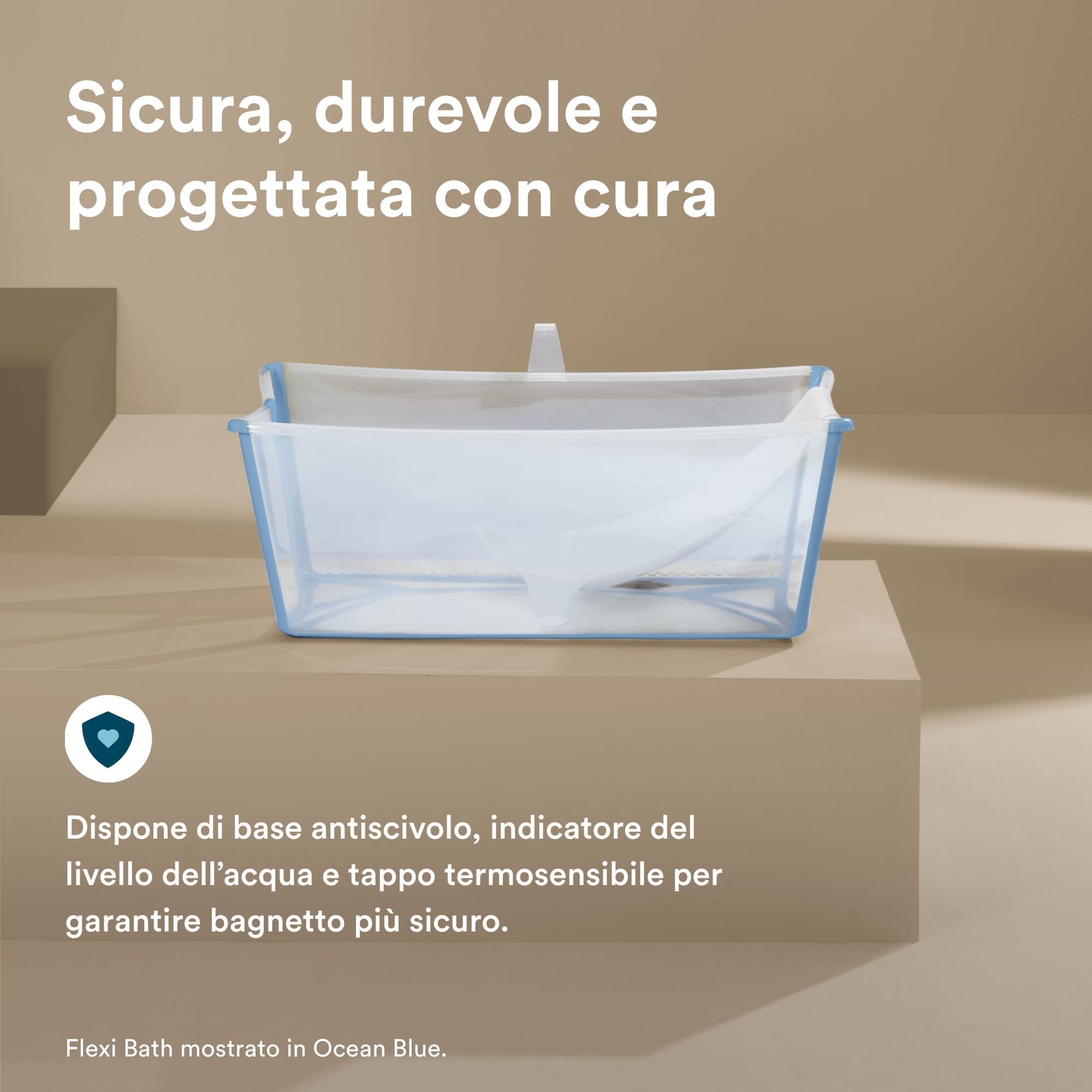 Stokke Flexi Bath (Aqua) con Supporto per neonati - Durevole e Facile da conservare - Comodo da usare a casa o in viaggio - Ideale per neonati fino ai 48 mesi