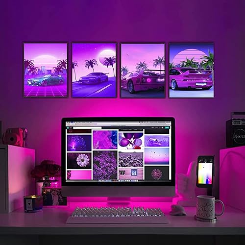 Miniatura 5 de Tokyo Street Racing - Póster de neón de carreras de calle de Tokio, póster japonés moderno de neón urbano, juego de 4 (8 x 10 pulgadas sin marco)