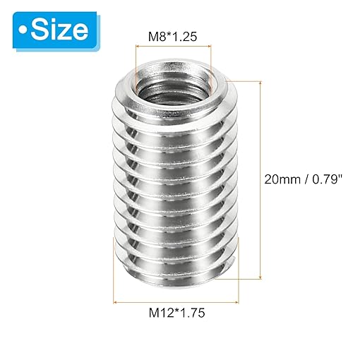 Miniatura 2 de PATIKIL Adaptadores de rosca, tuerca reductora de manga, 10 piezas M12* 1.75 macho a M8* 1.25 hembra Reparación Inserto Tuerca Reductor de tornillo