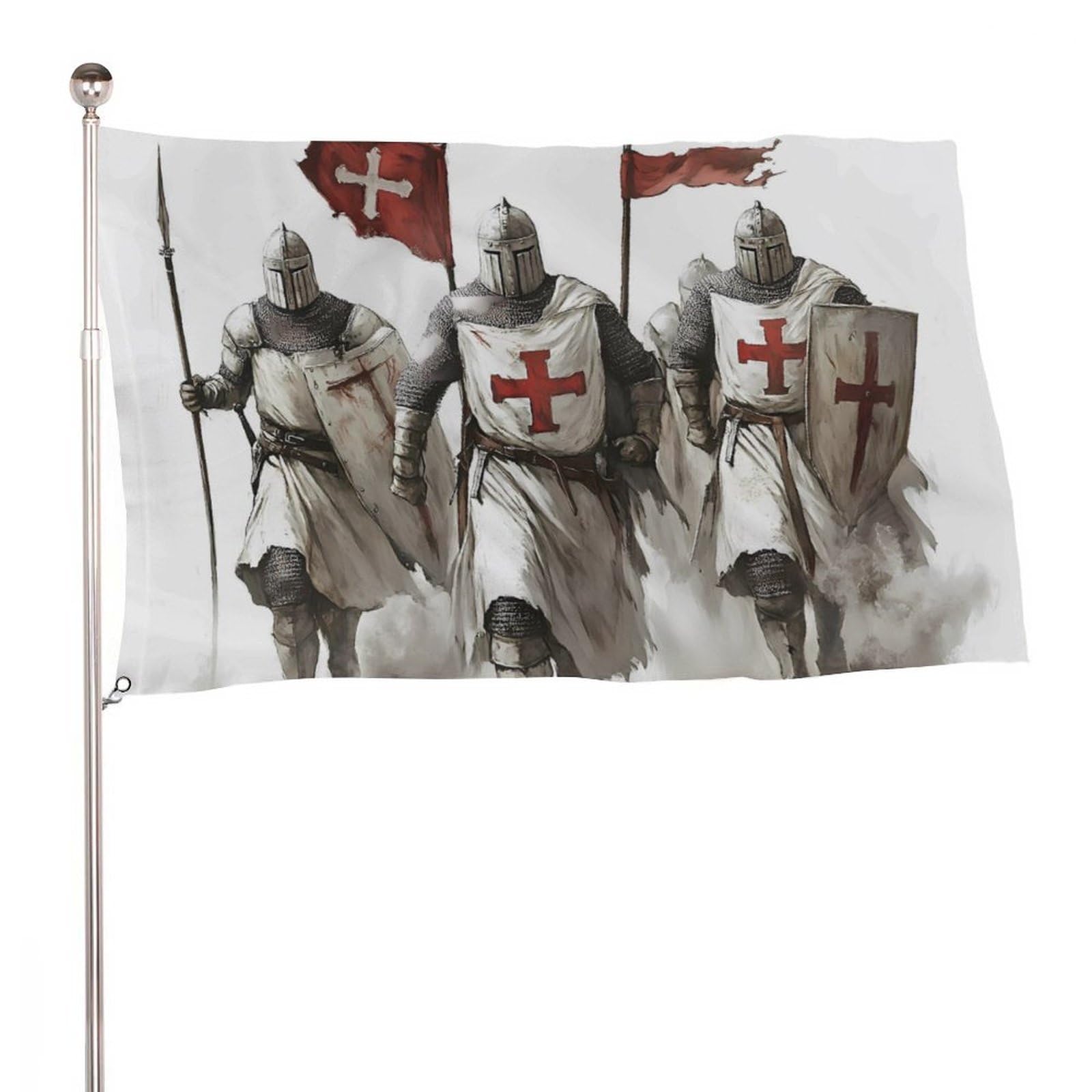 Knights Templar Multifunctional Garden Flag Printed Welcome House Flags Memorial Day Banners for Yard Outdoor