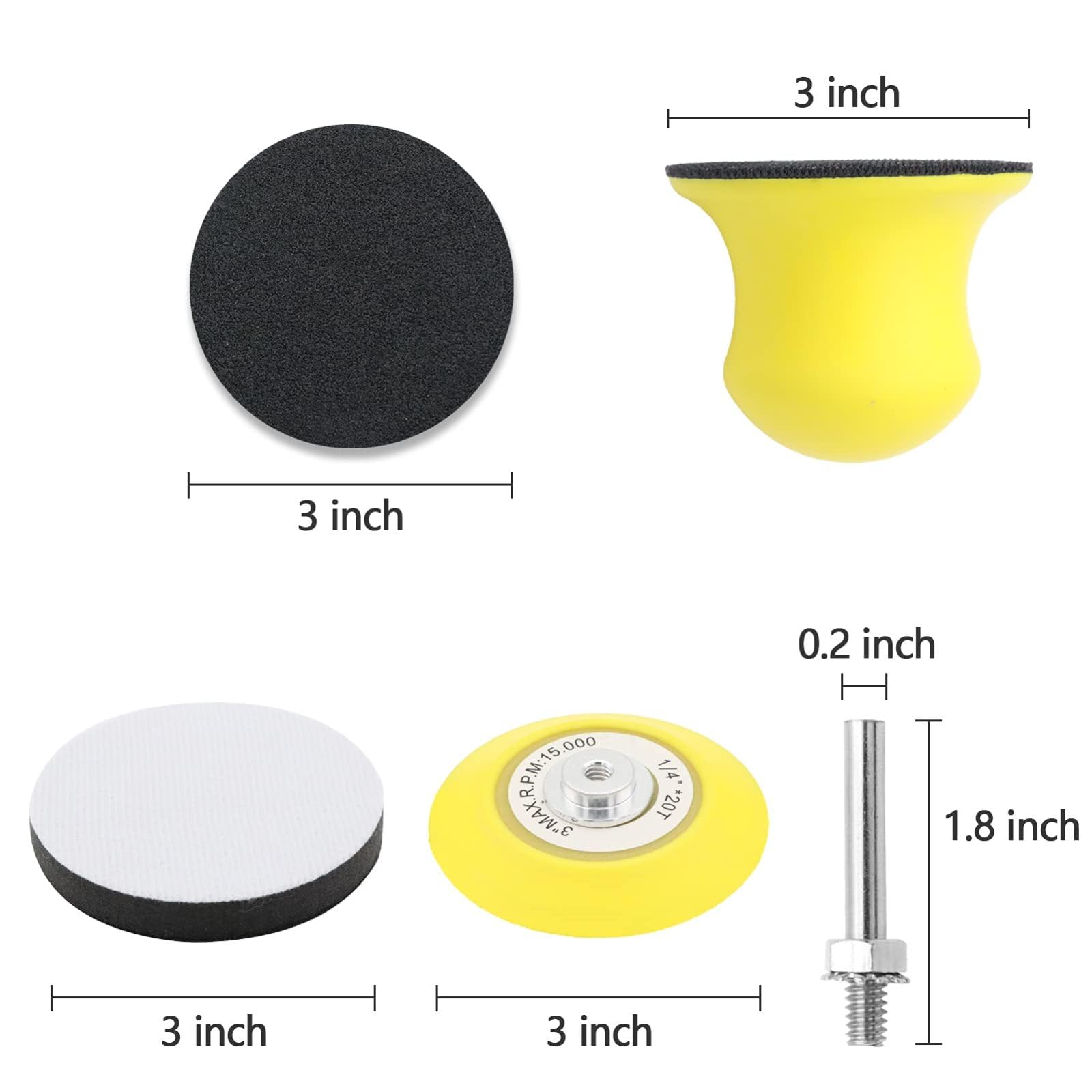 Disco Abrasivo A Umido E A Secco Da 3 Pollici 201 Pezzi Con Platorello E Tampone Tampone In Schiuma Morbida Grane Assortite Per Lucidare Metallo Plastica