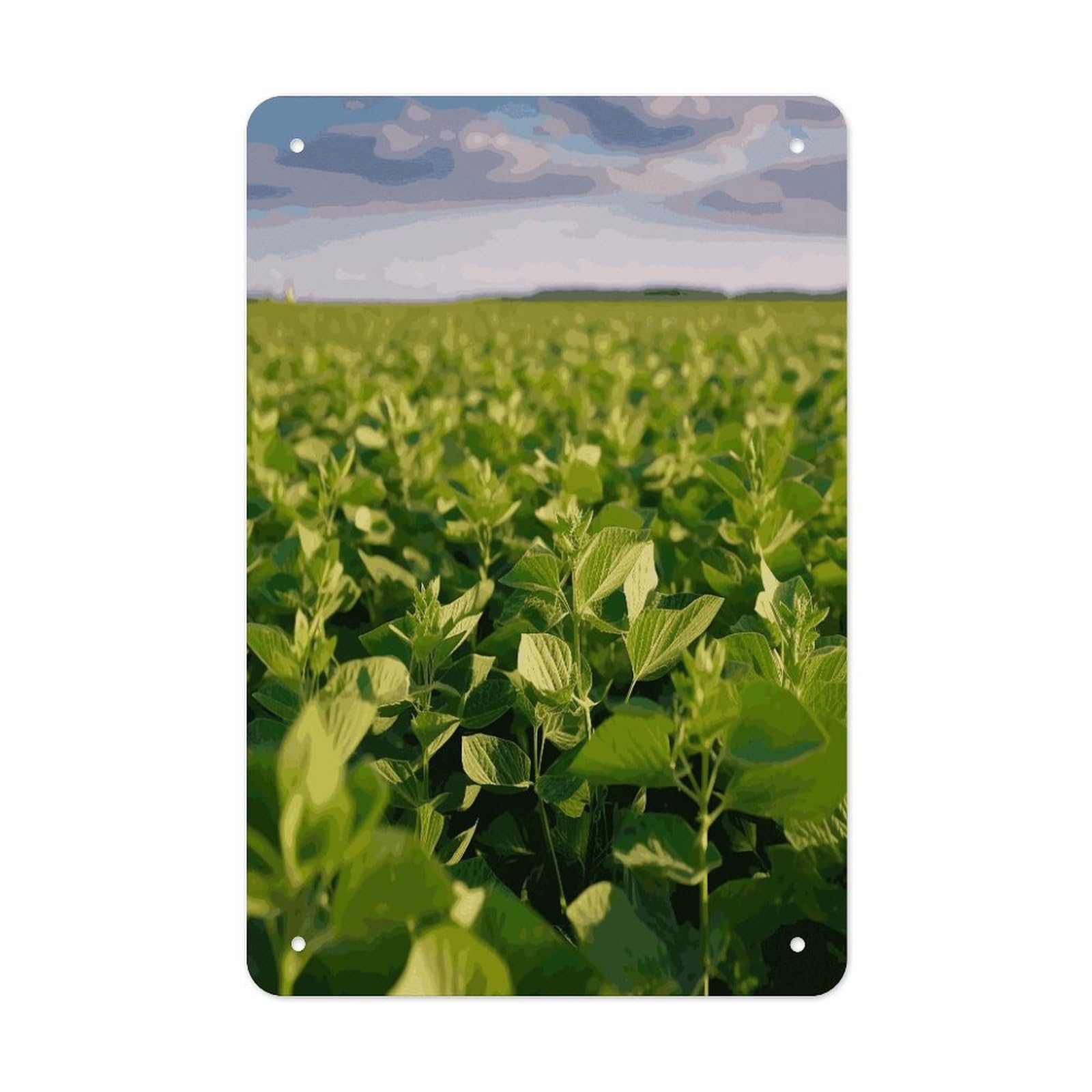 LDGSUPH Soybean Field Wall Art Prints Folded Edge Iron Sheet Painting with Holes for Wall Prints Decorative Picture Metal Signboard Decor Painting for Outdoor Indoor Wall Decor