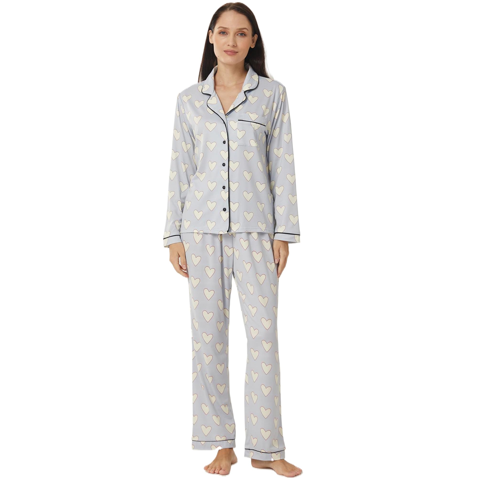 YUSHOW 2er Pack Schlafanzughosen Damen – Weich, Mit Herz-Print, Loungehose
