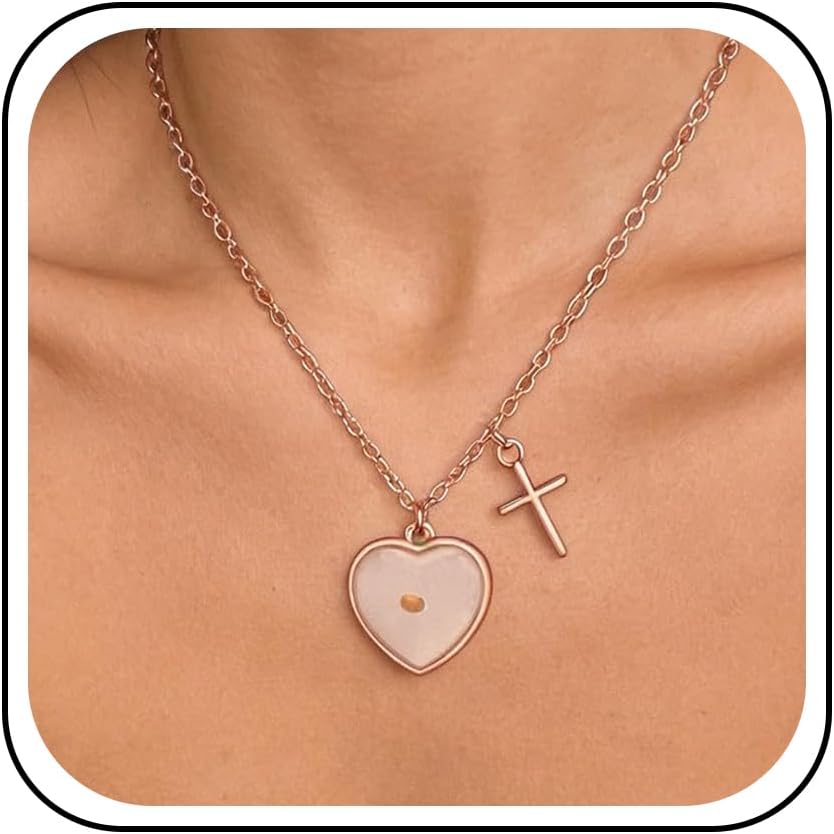 Mustard Seed Necklace for Women Dainty Chunky Gold Chain Charm Trendy Statement Necklace Faith Birthday Christmas Gifts Jewelry Gifts