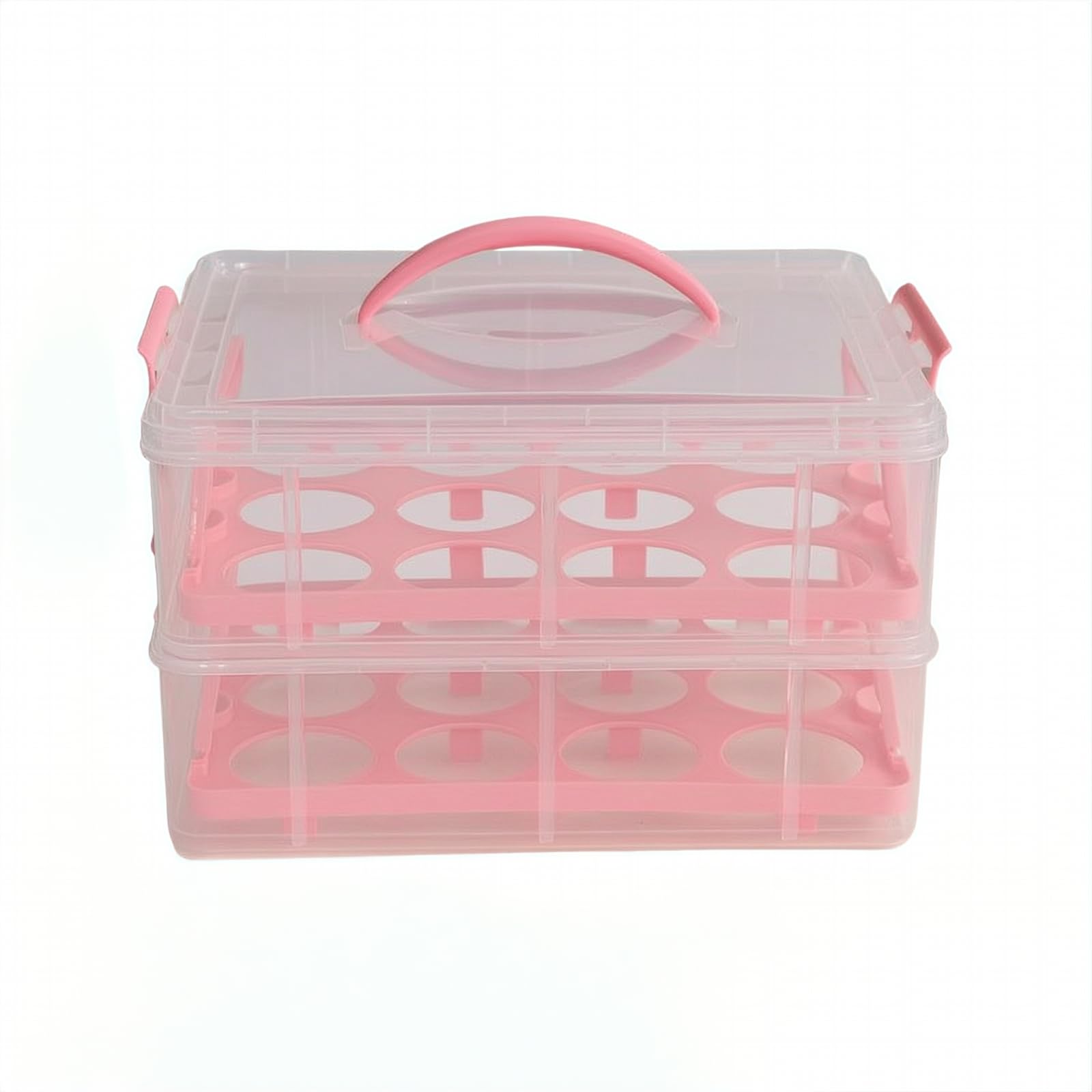Cupcake con Coperchio Resistente Trasparente, Scatola per Cupcake con Maniglia, Durevole, Feste, Pasticceria, Pasticceri, Stile B