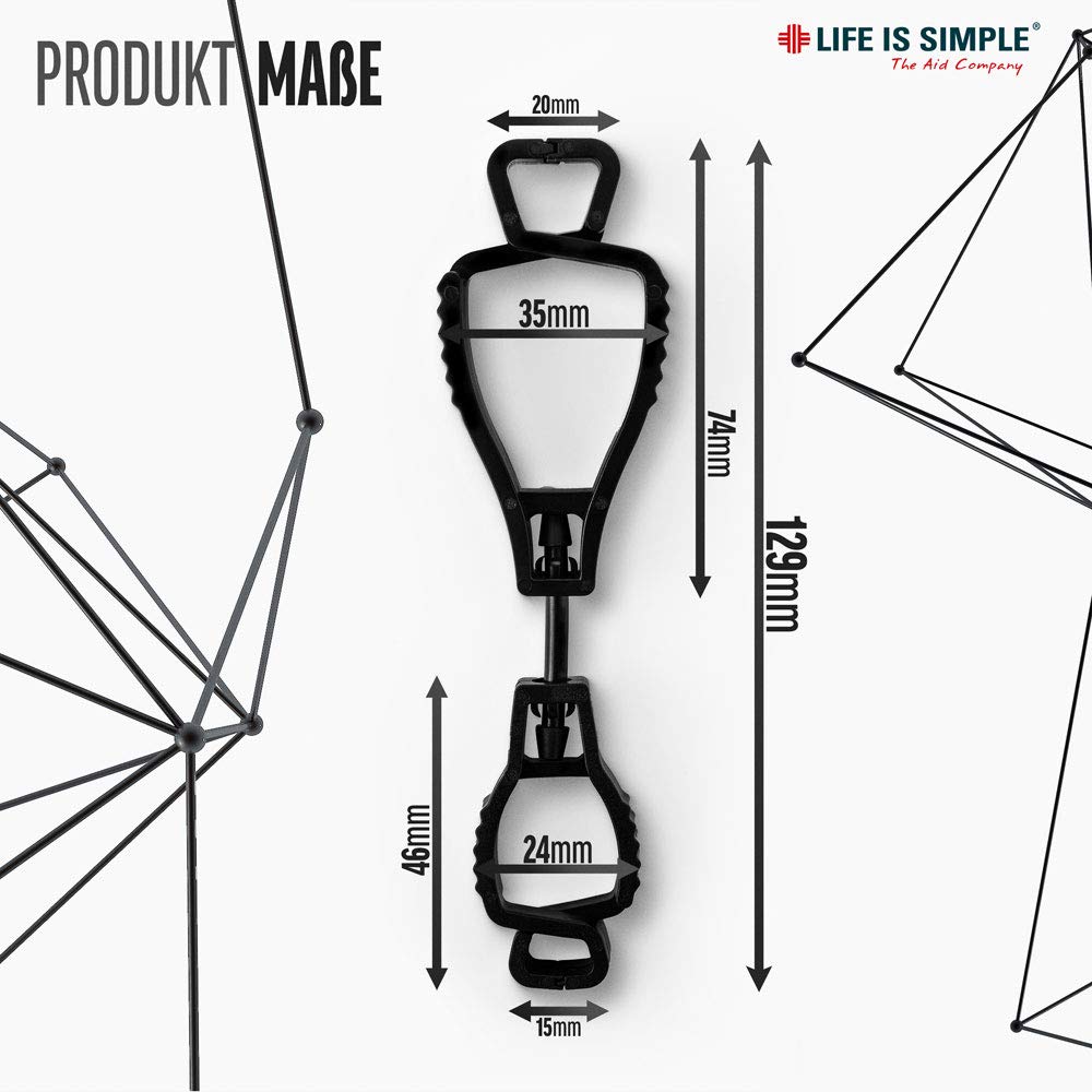 LIFE IS SIMPLE Tarp Clip Handschuhclip | Handschuhhalter für Feuerwehr | Handschuhhalter Polizei | Handschuhclip für Arbeitshandschuhe, Baumarkt, Garten | rot, 10er-Set