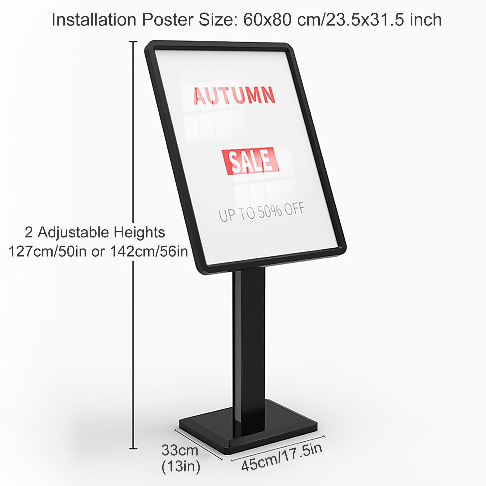 Soporte para carteles de altura ajustable, soporte para póster de pedestal al aire libre, ideal para ferias, eventos y promociones, duradero y fácil de montar
