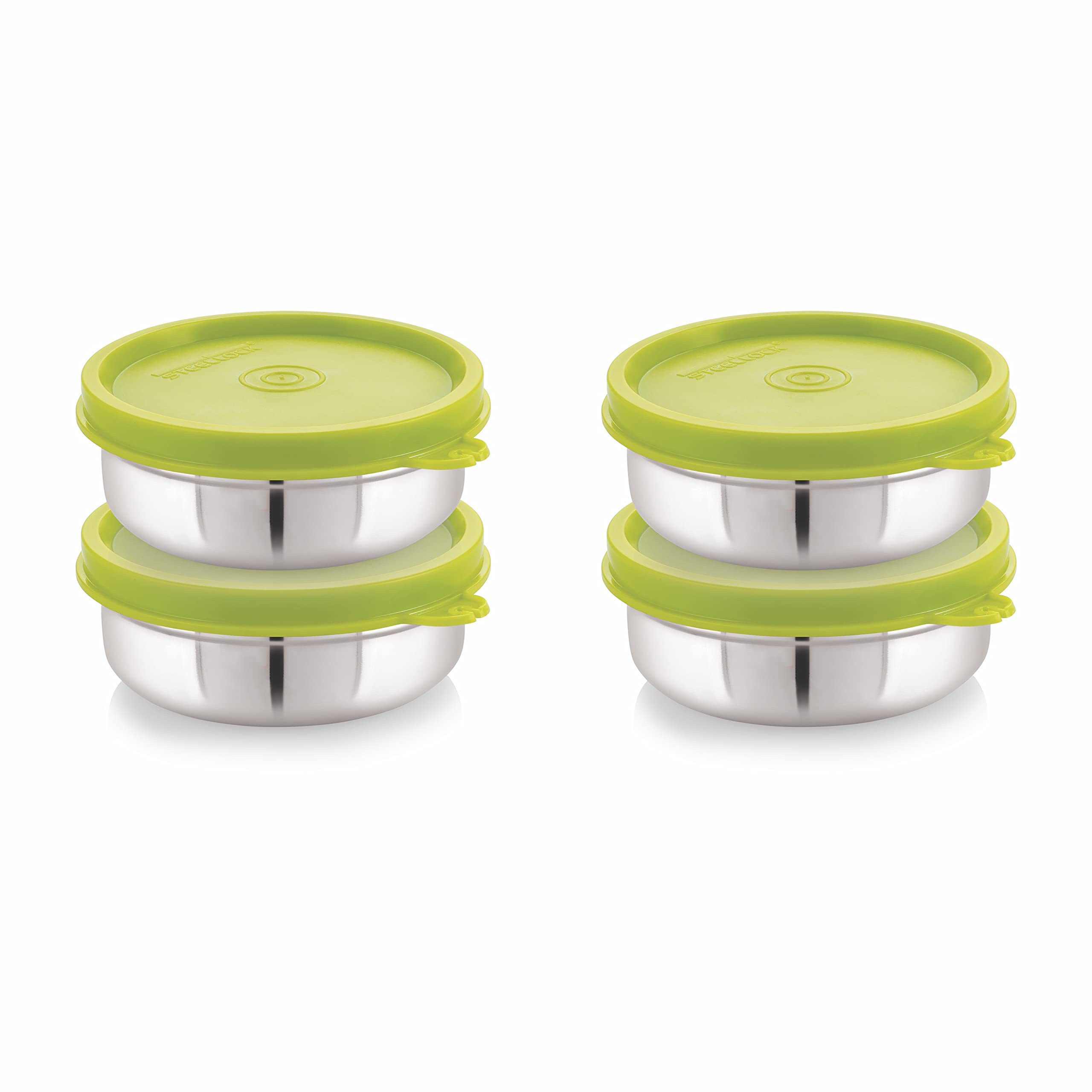 STEELLOCK Stainless Steel Airtight Container | Leak Proof Container/Storage/Lunch Box with Lid | BPA Free, Durable & Rust-Proof | SL-21-set of 4, 200ml each, Green