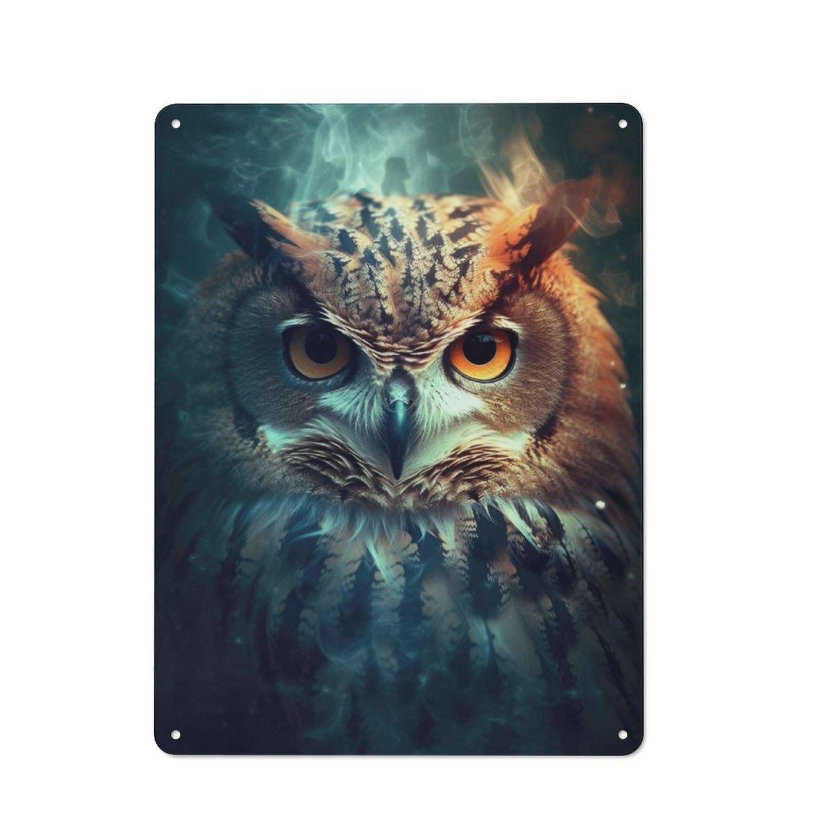 Junmoney Owl Douple Exposure Metal Sign 40X30cm With For Home Bar Wall, Rustic Decor, For Vintage Wall Decor Fans, For Themed Room Decoration