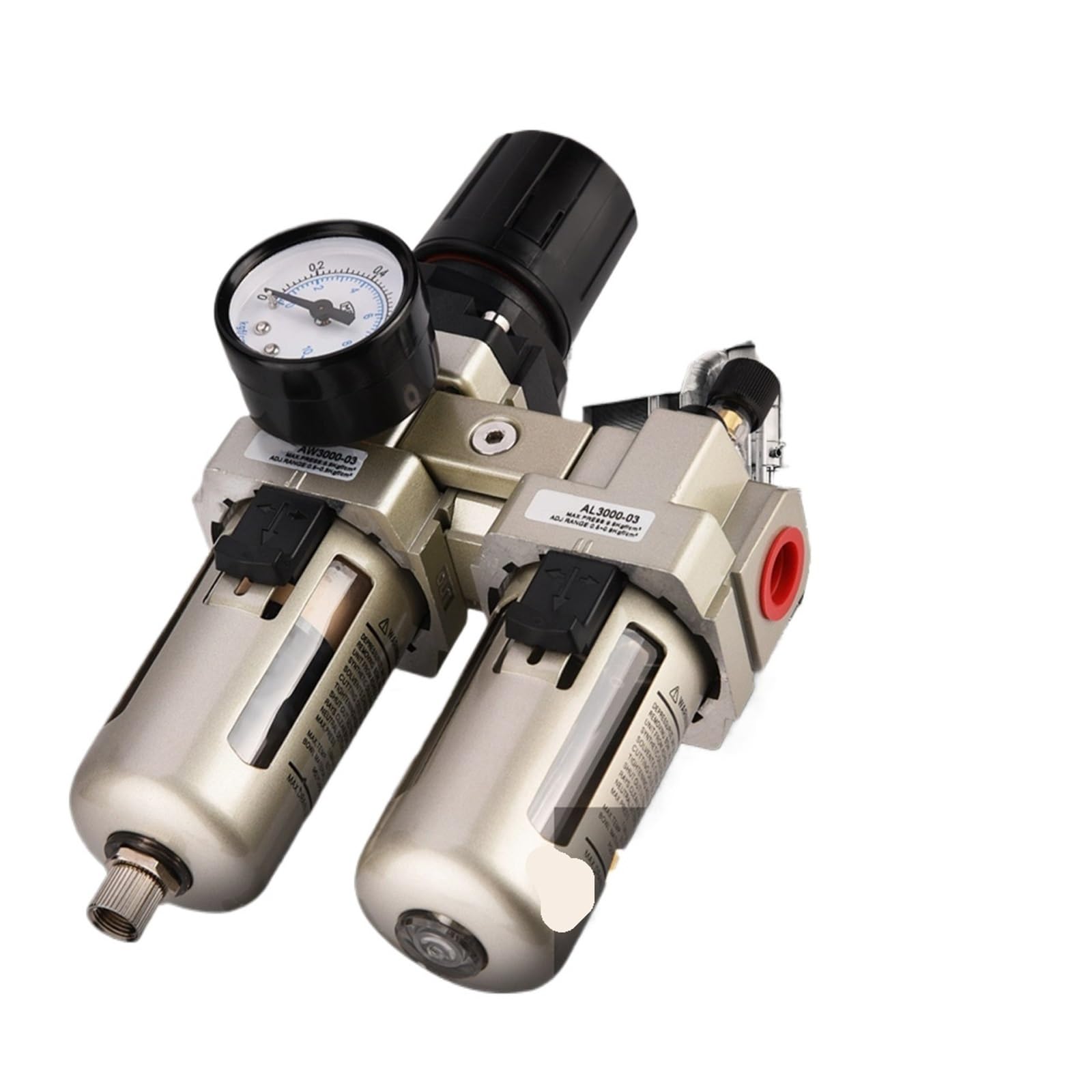 Regulador de presión de aire comprimido de aleación de aluminio AC3010-03, filtro de agua con trampa de humedad de 3/8" y manómetro.