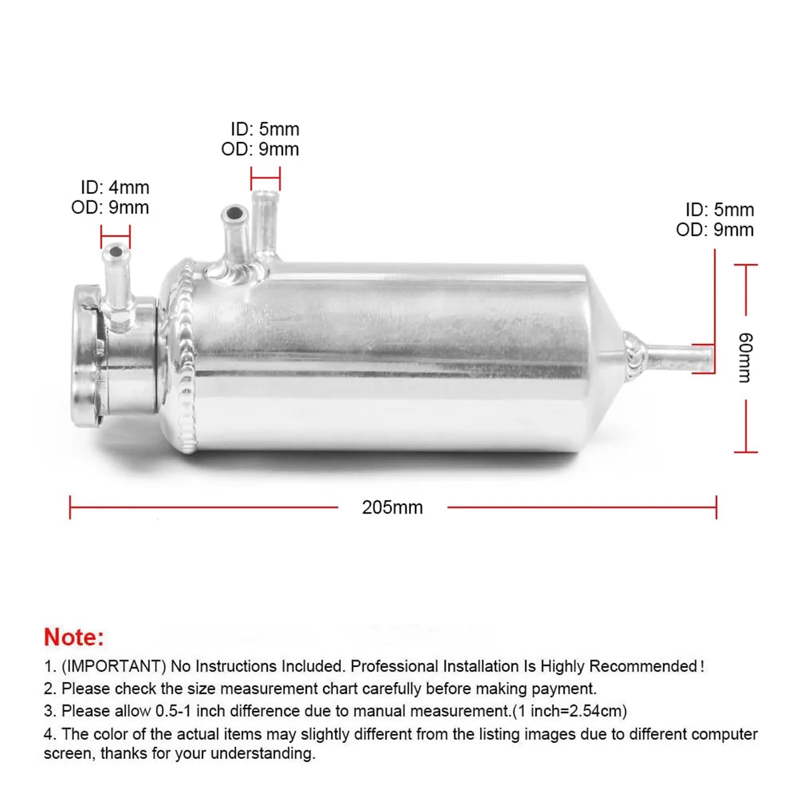 Zbiornik wyrównawczy Uniwersalny 60MM Zbiornik Na Płyn Chłodniczy Ze Stopu Aluminium Odpowietrznik, Separator Powietrza Zbiornik Na Płyn Chłodniczy Silnika