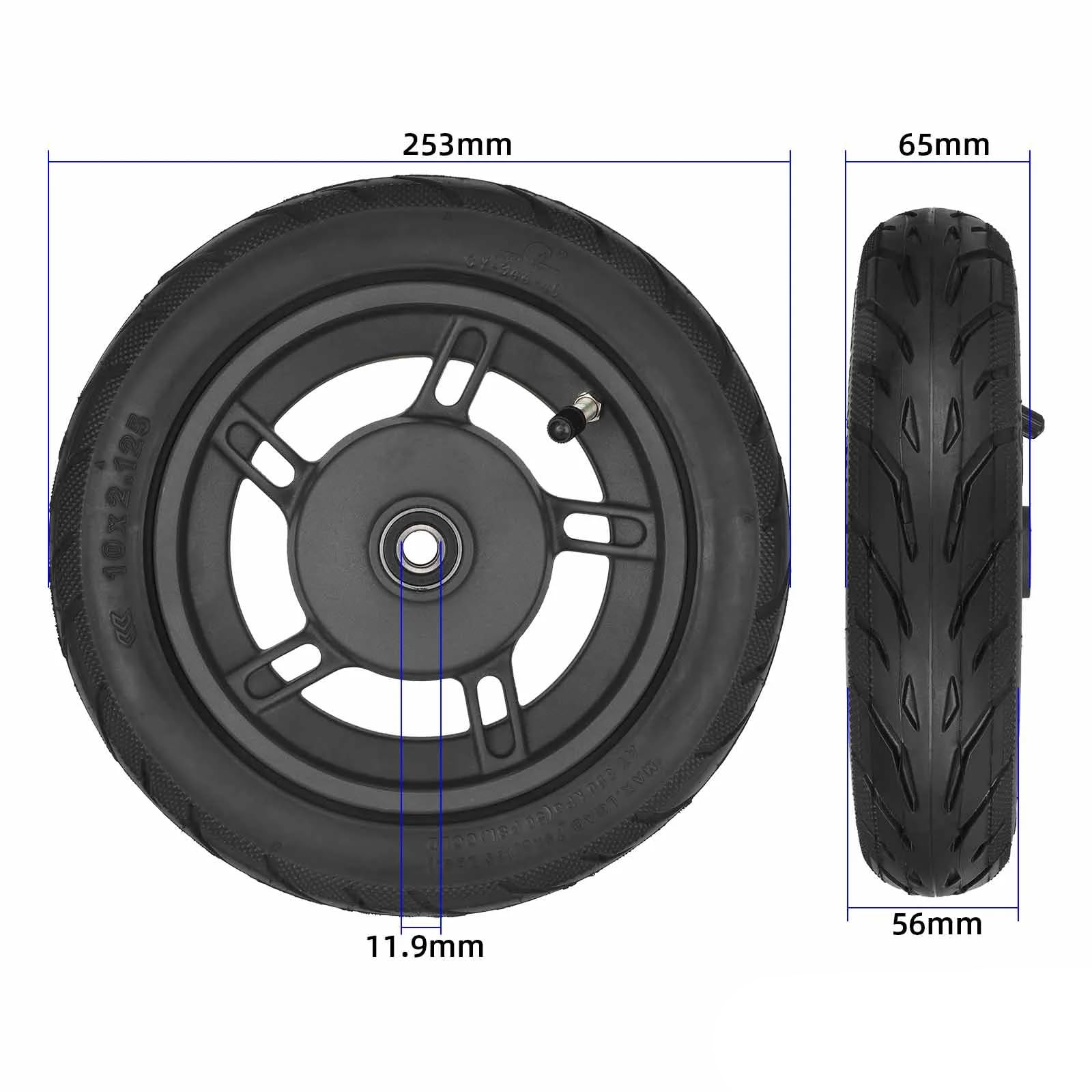 Vorderrad Komplettset 10 Zoll (10x2.125) für Xiaomi 4 Lite (2nd Gen) Luftreifen mit Felge (1 Stück)