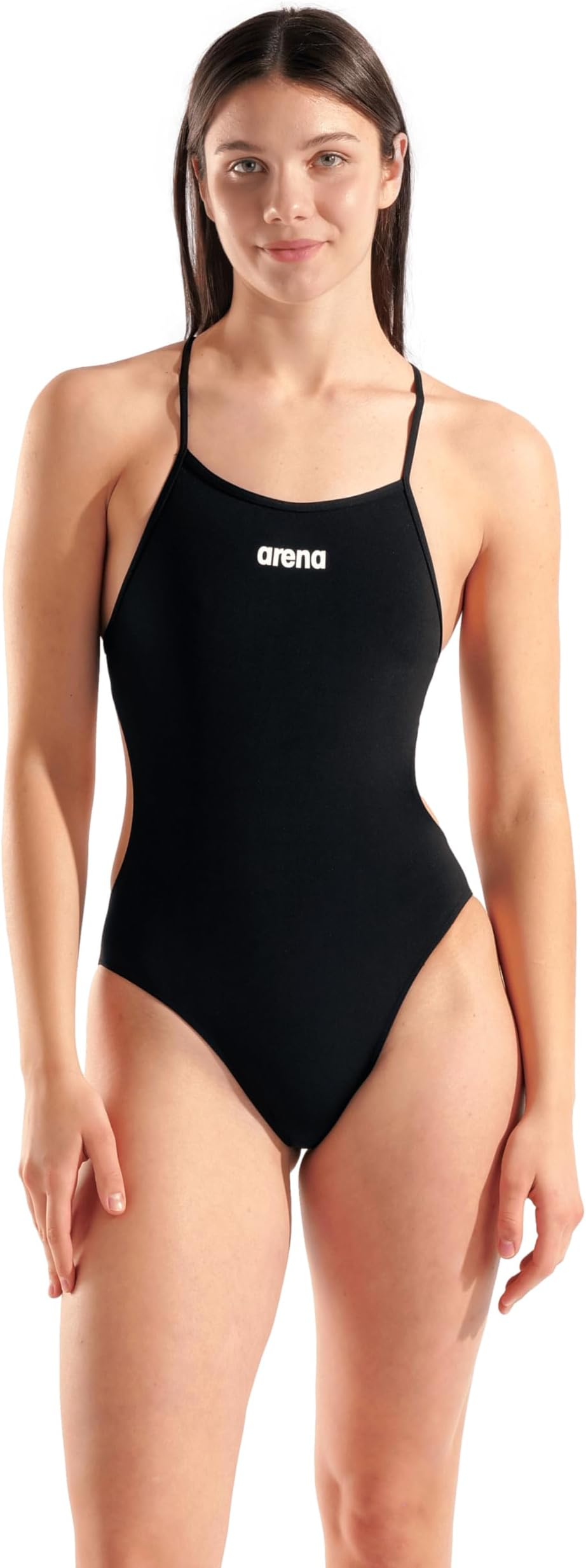 womens Arena Performance Women's Solid Tie Back One Piece Swimsuit Sports Ladies Bathing Suit One Piece Swimsuit (pack of 1)