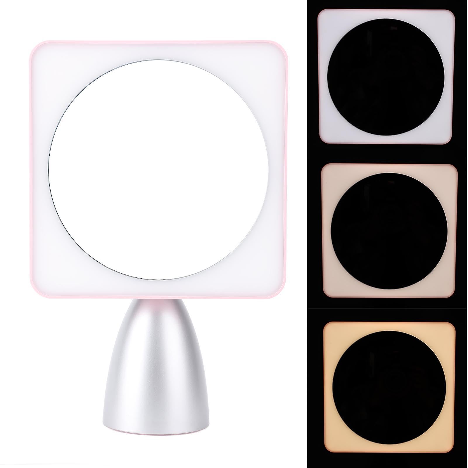 Fdit Beleuchteter Make-up-Spiegel, Einstellbare Helligkeit, LED-Kosmetikspiegel für Zuhause, Reisen, 234 X 357 X 100 Mm (rosa Silber)
