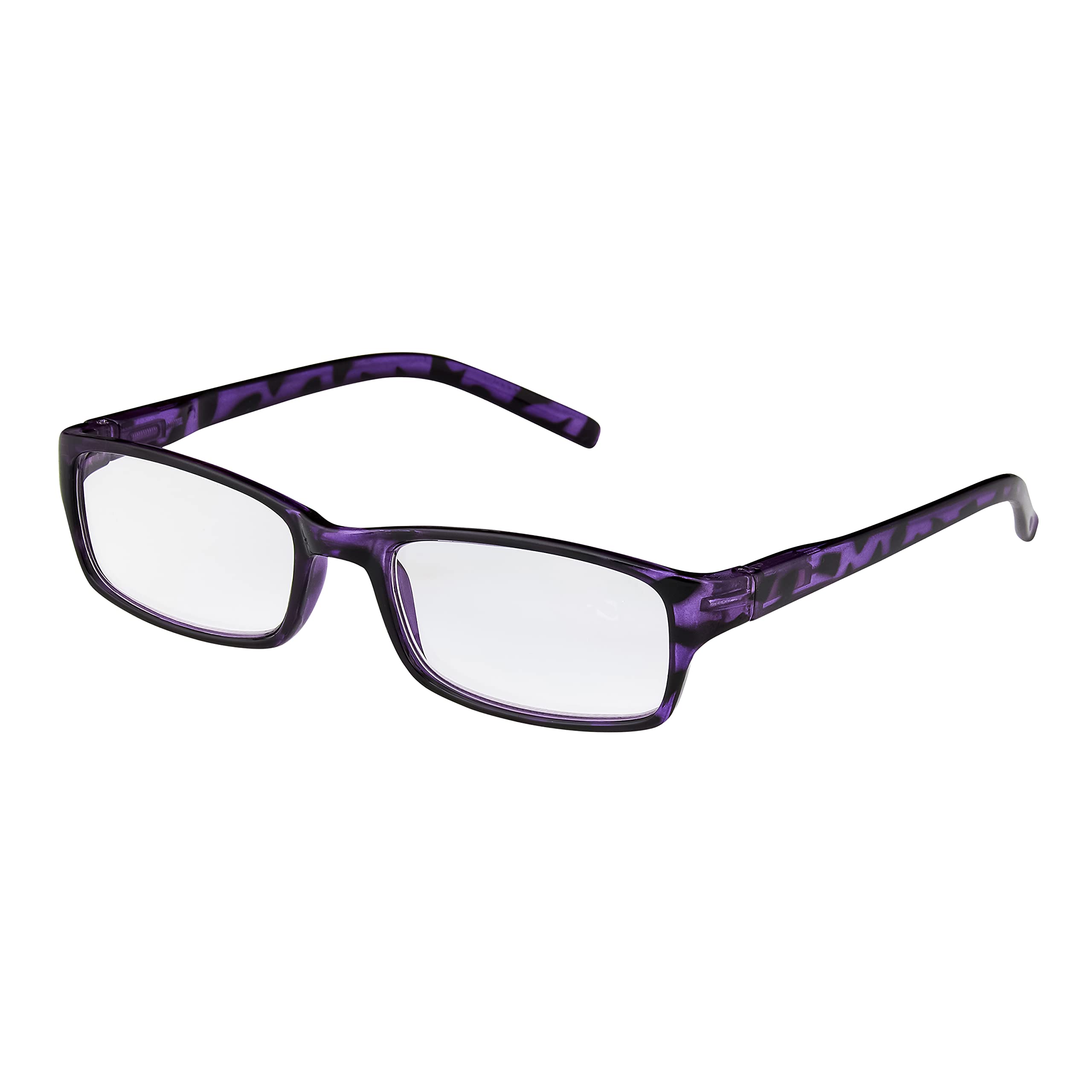 Ultra Purple Tortoise Adults Classic Frame Reading Glasses Dioptre Transparent Glasses Lightweight Comfortable Womens Mens Reading Glasses Non-Prescription Lenses Foldable Eye Glasses (Purple, +1.0)