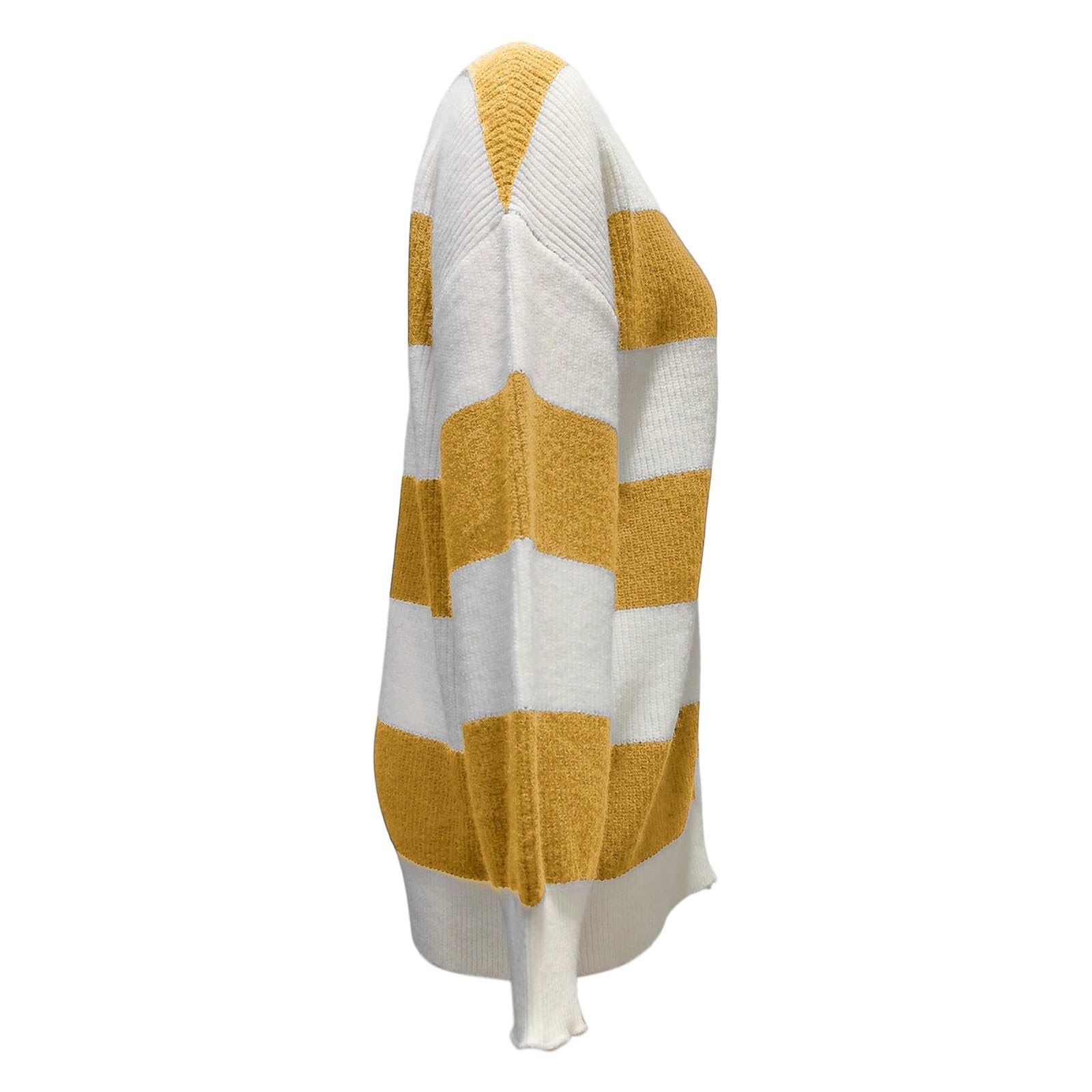Generisch Cardigan da donna a righe, scollo a V, maniche lunghe