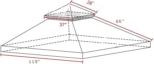 Miniatura 8 de Cubierta superior de repuesto para toldo de 10 x 10 pies para cenador de doble nivel, solo cubierta de toldo (beige)
