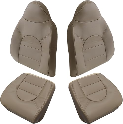 NLQR Fundas de asiento delantero para lado del conductor y del pasajero, color marrón claro, compatibles con Ford F250 F350 F450 F550 Lariat XLT
