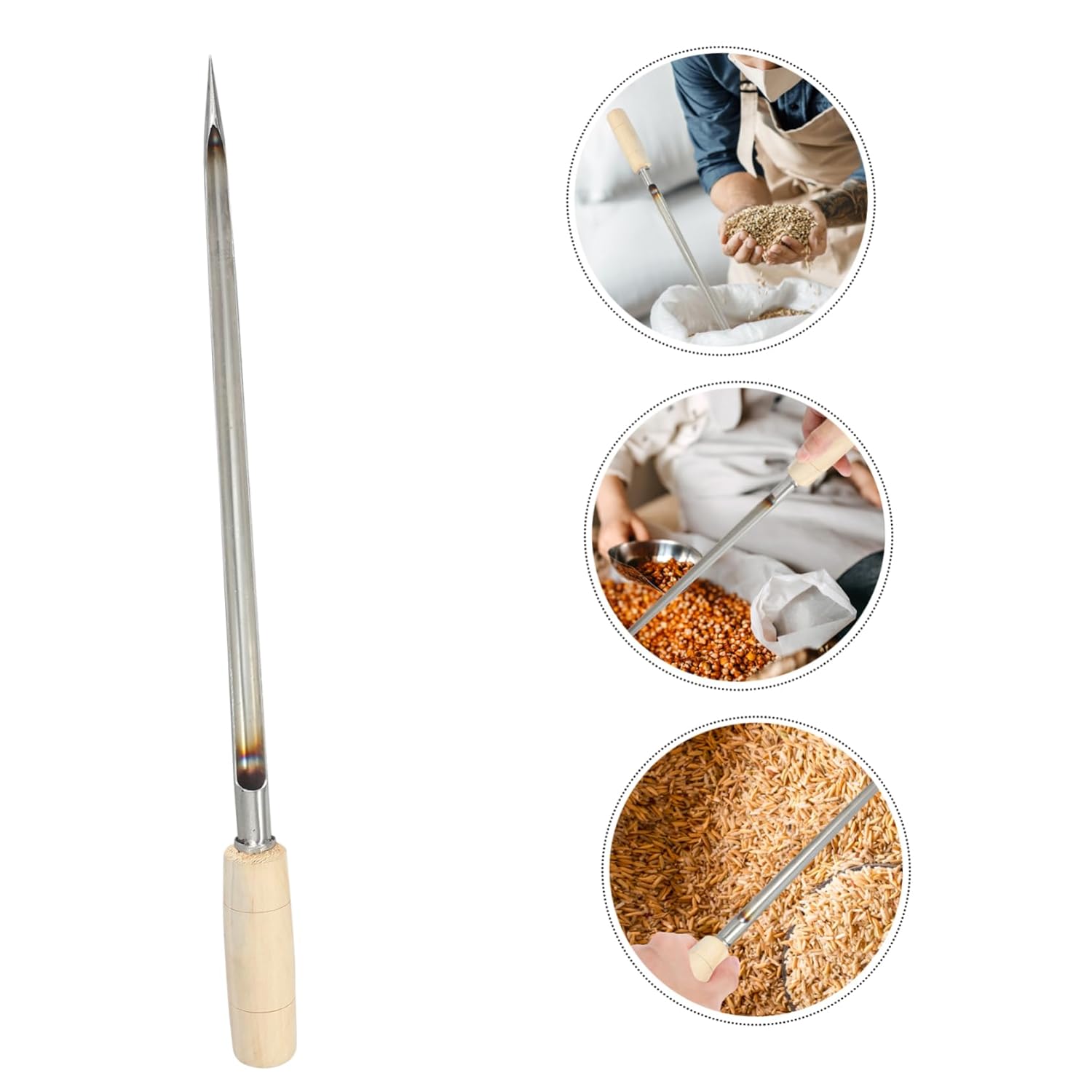 5pcs Rice Grain Cereal Sampler Metal Soil Core Sampling Tool Garden Agriculture Stainless Steel Sifter