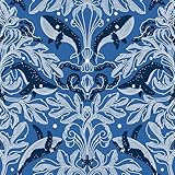ReWallpaper Blue Peel and Stick Wallpaper Waterproof Bathroom Wall Paper Navy Blue and White Deep Sea Whale Fish Ocean Wallpaper Stick & Peel Vinyl Contact Paper for Cabinets Drawer Liner 17.5inx10ft