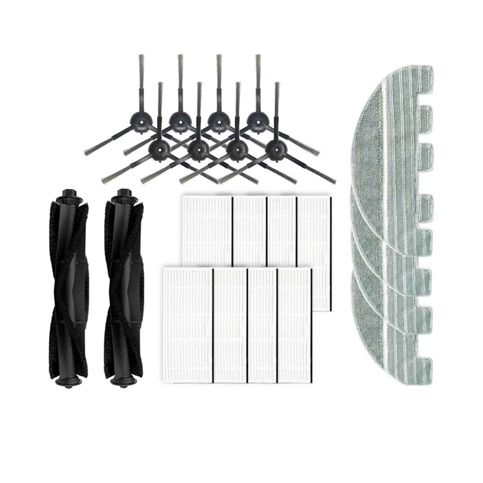 Główna szczotka boczna Filtr Hepa Ściereczka do mopa Szmata Wymiana worka na kurz, Kompatybilna z akcesoriami do odkurzaczy robotycznych Proscenic M7 Max / M8 Pro (Color : Set B)