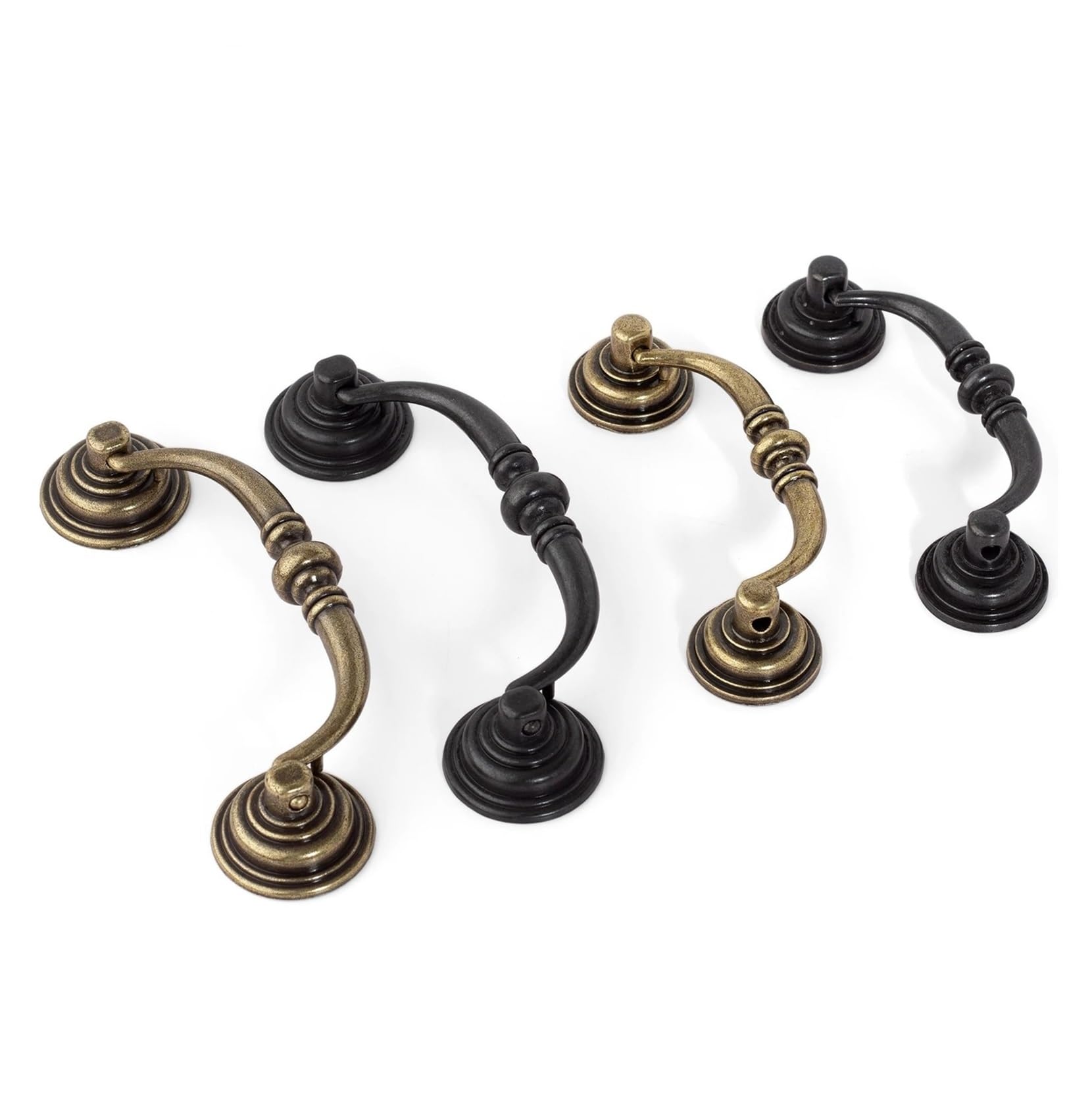 Qvorlth Antiquebronzecc107mm Vintage Cabinet Pulls 4 Pcs Door Handle Antique Bronze Black Vintage Furniture Pull And Knob For Wooden Cupboard Wardrobe Drawer Kitchen Cabinet(Antiquebronzecc107mm)