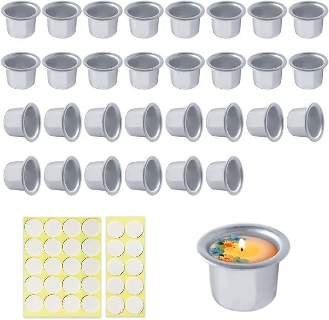 30 silver candle holders, 30 wick stickers, candles, tea lights, Christmas candle cups, metal candle holders, wedding, birthday atmosphere decoration