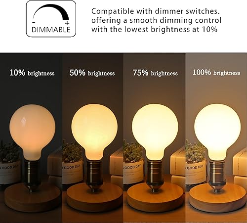 Miniatura 3 de Paquete de 2 bombillas LED regulables de 5 W, bombillas LED Edison CRI95, equivalente a 5 W, 40 vatios, blanco cálido 2700 K, 500 lm, base E26,