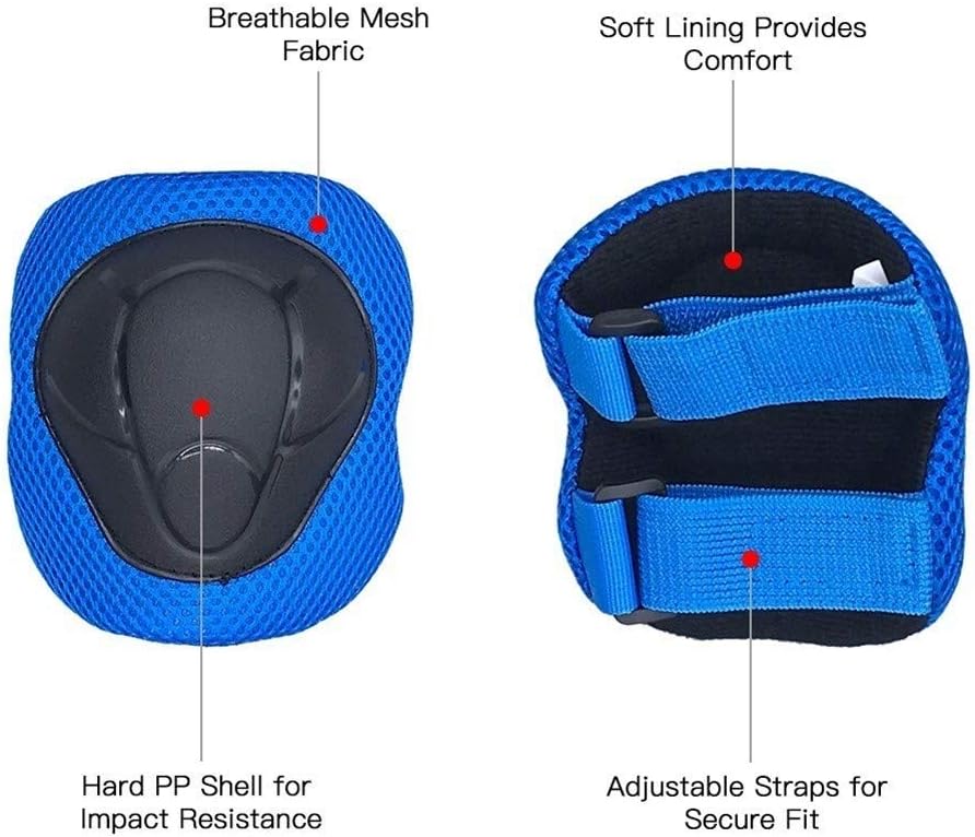 Roller Skating Roller Skating Wrist Guard Children Safety Pad 1 Protective Gear Set Knee Elbow Pad Children Knee Pad Set 6 (Color : Red) ()