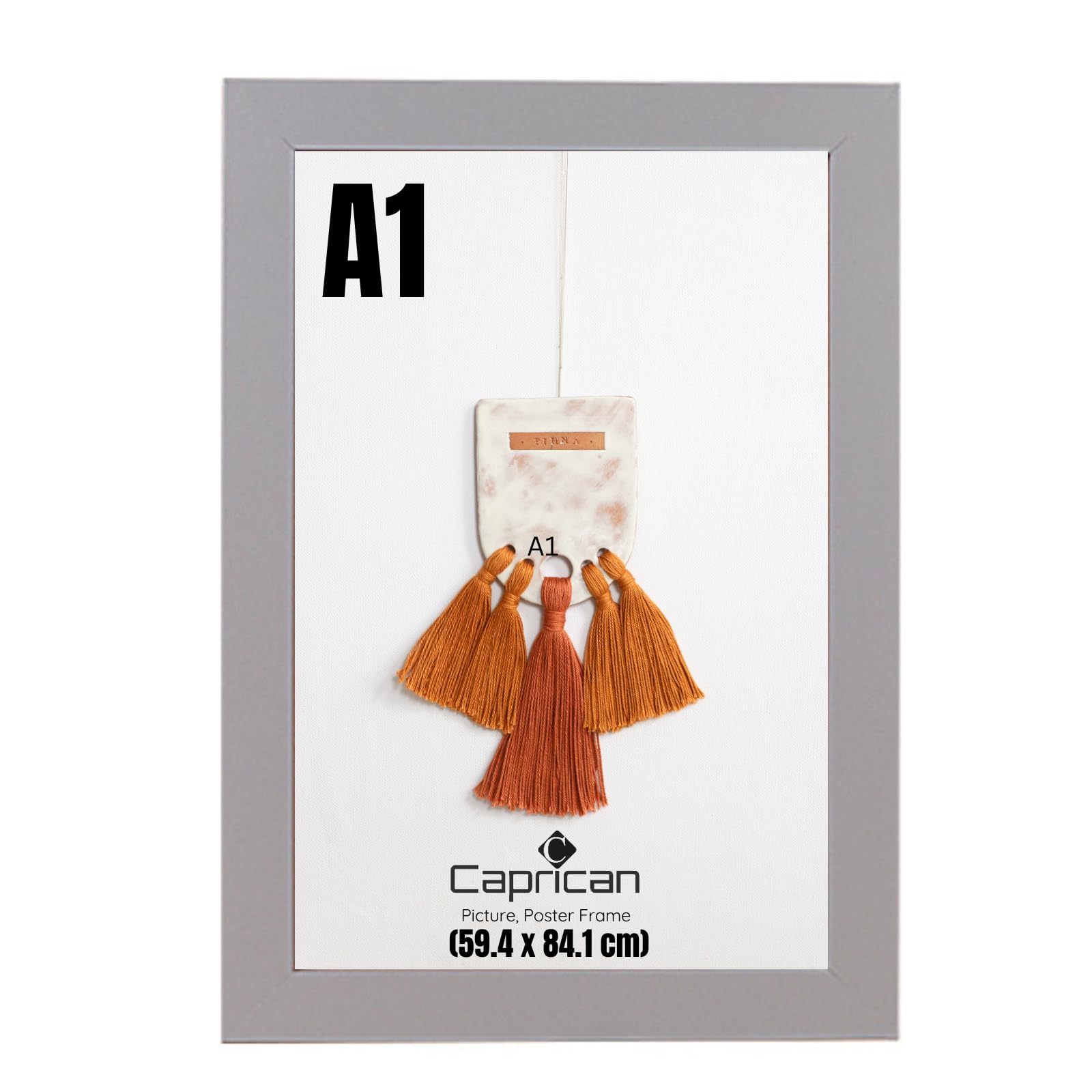 Caprican Grey A1 Picture Frames - Photo Frame With Safe Perspex Front - A1 A2 A3 A4 A5 Photo Frames Multiple Pictures Sizes Colors, Portraits & Wall Mounting Orientation (59.4 X 84.1 Cm)