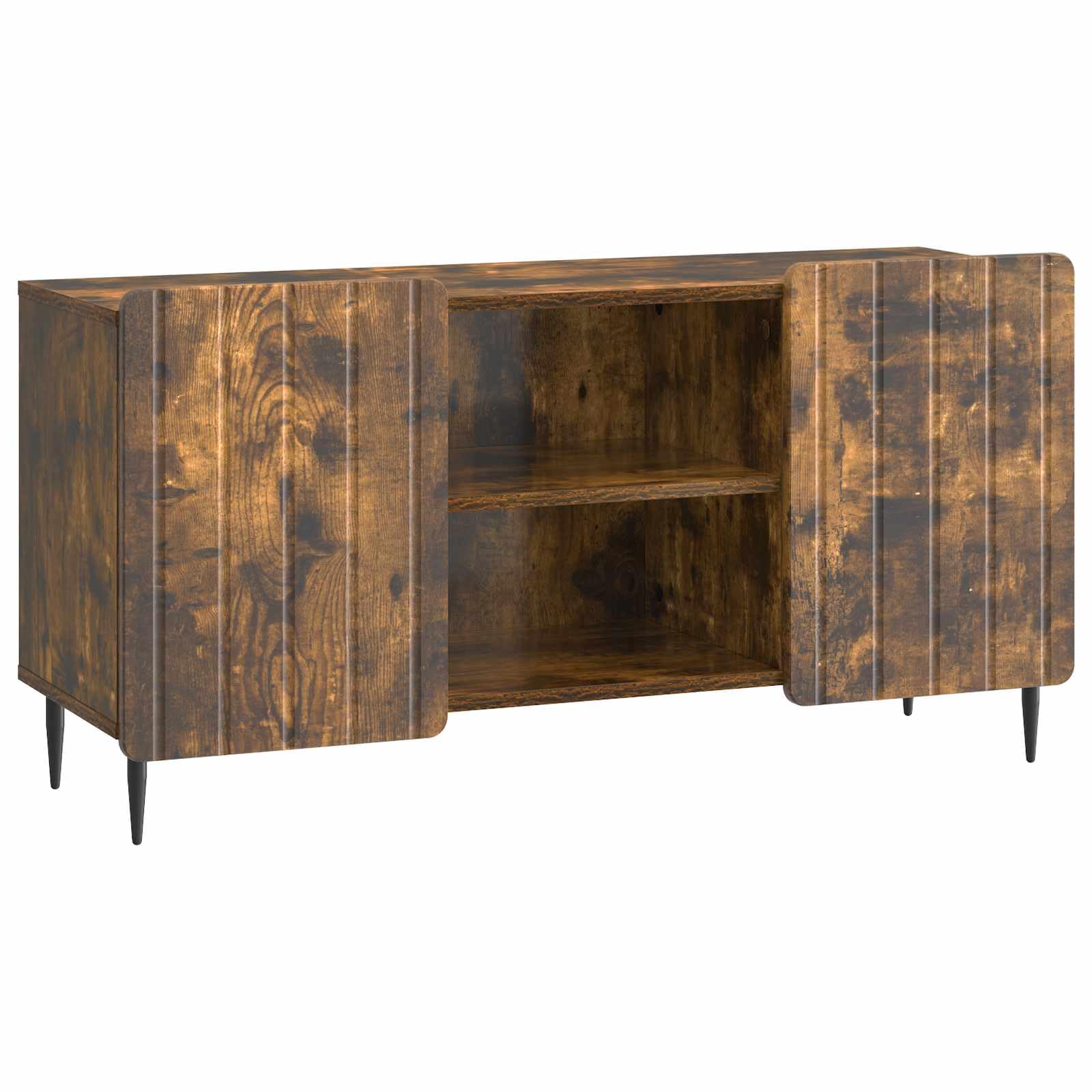 Support multimédia meuble TV moderne chêne fumé pour buffet de séjour