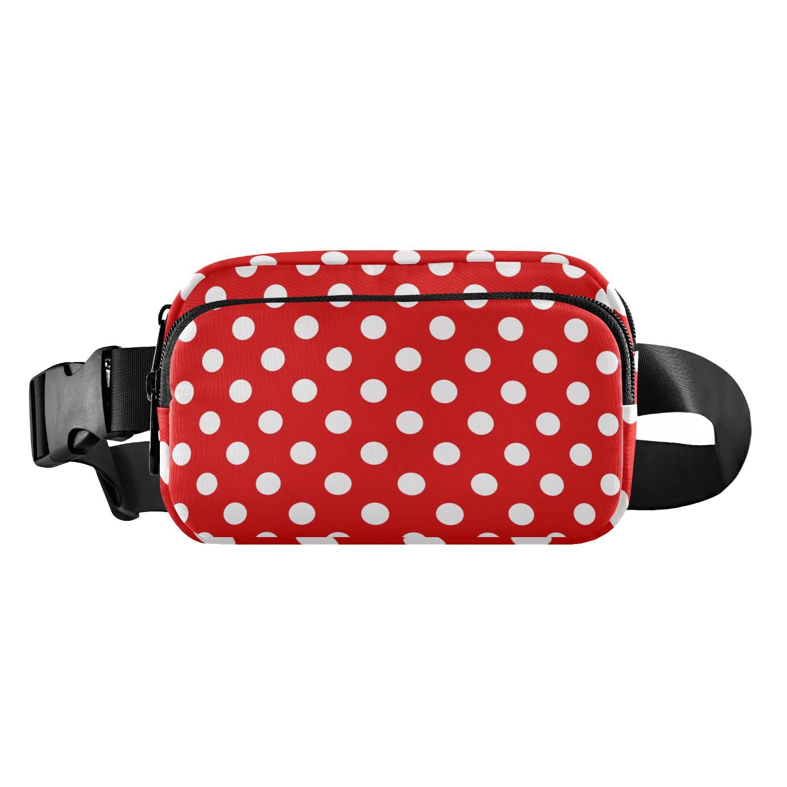 Polka Dot Red Fanny Pack for Women Men Belt Bag Crossbody Waist Pouch Waterproof Everywhere Purse Fashion Sling Bag for Running Hiking Workout Walking