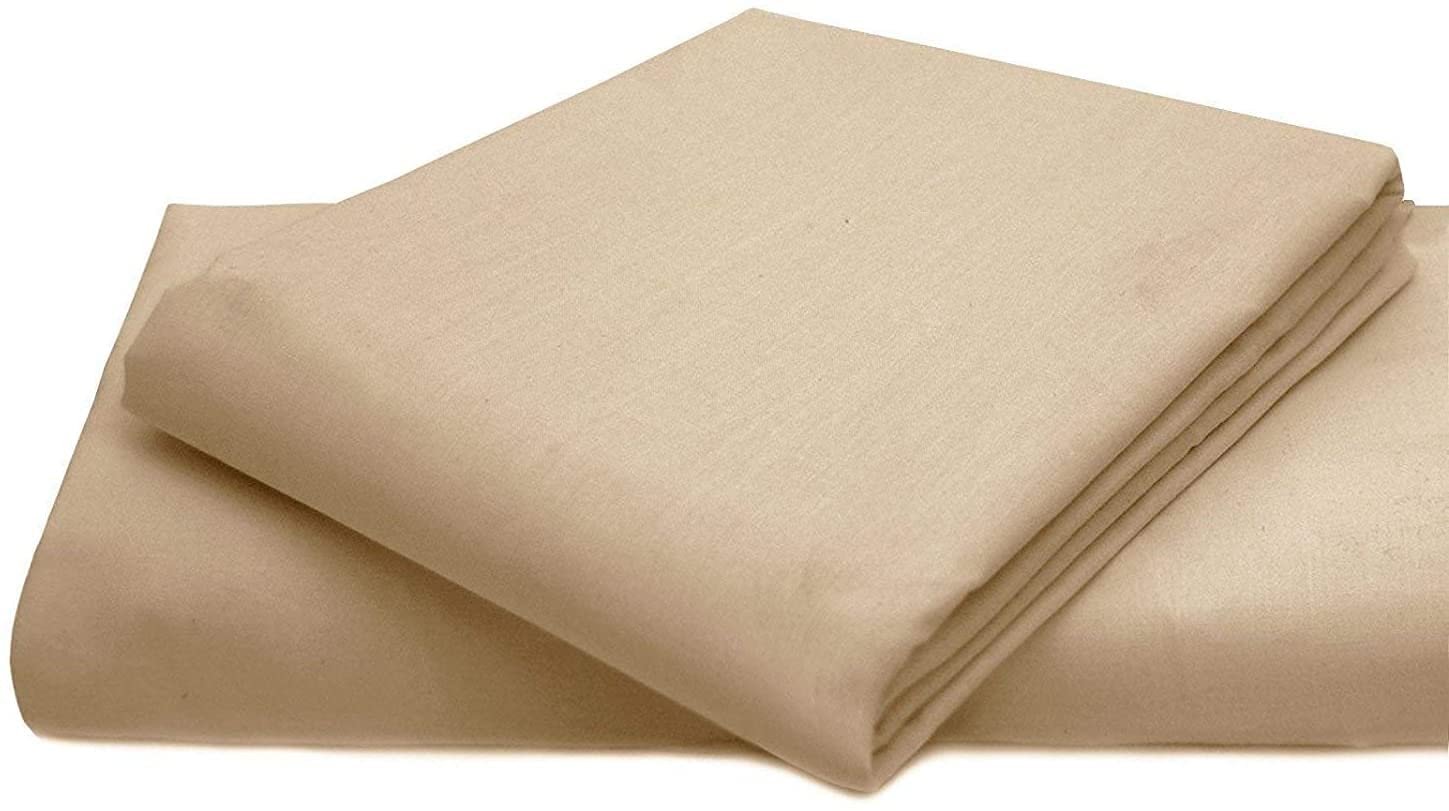 Comfy Nights Mocha/Latte Polycotton Plain Dyed Flat Sheet Or Pillow Pair, King