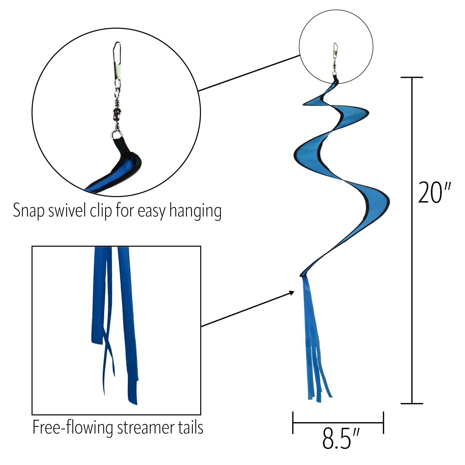 In the Breeze 29-inch Blue Twister Tail, Kite Accessory, Outdoor Decoration Spinner, 5078