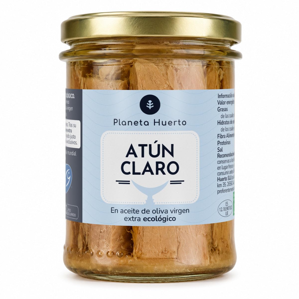 PLANETA HUERTO | Pack 6x Atún Claro MSC en Aceite de Oliva Virgen Extra ECO 200 g - Thunnus Albacares, Pesca Sostenible Certificada, 130 g Escurrido, Sin Aditivos ni Conservantes, Tarro de Cristal