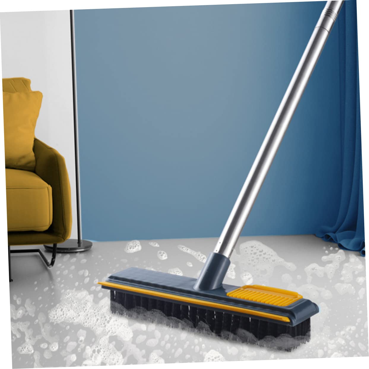 HAWILLOSCH Extendable Pet Hair Broom 74cm Floor Scraper Brush for Hardwood Tiles Grout Cleaning
