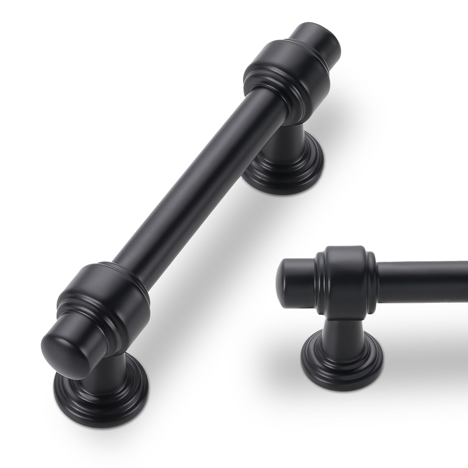 POVEFONK 10 Pack 3 Inch(76mm) Matte Black Kitchen Cabinet Handles Cabinet Pulls Black Drawer Pulls Kitchen Cabinet Hardware Handles Dresser Handles — image 1