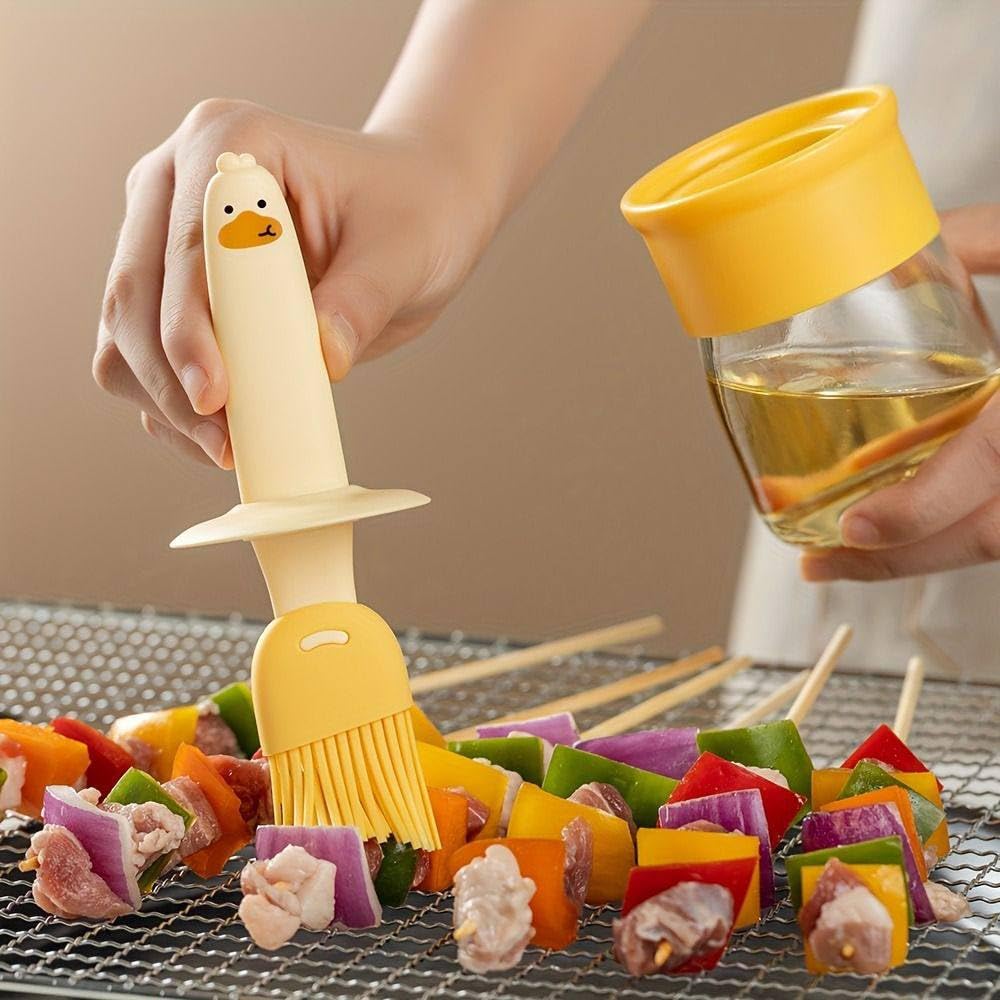 EXQ HOME Glass Basting Set Silicone Oil Dispenser Pastry Brush Docking Bowl Set for Cooking, BBQ, Baking and Grilling, Innovative Kitchen Gadget 2
