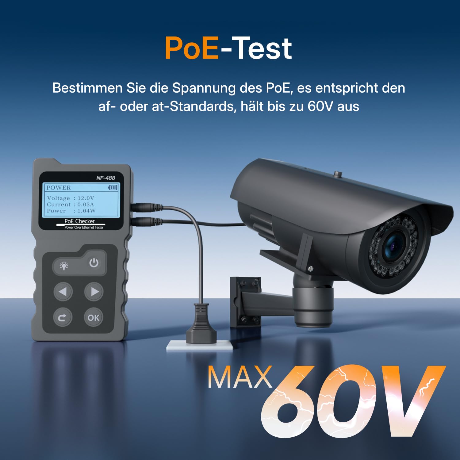 Mcbazel Netzwerk RJ45 Tester mit LCD Display, Netzwerk Kabeltester mit POE-Funktion