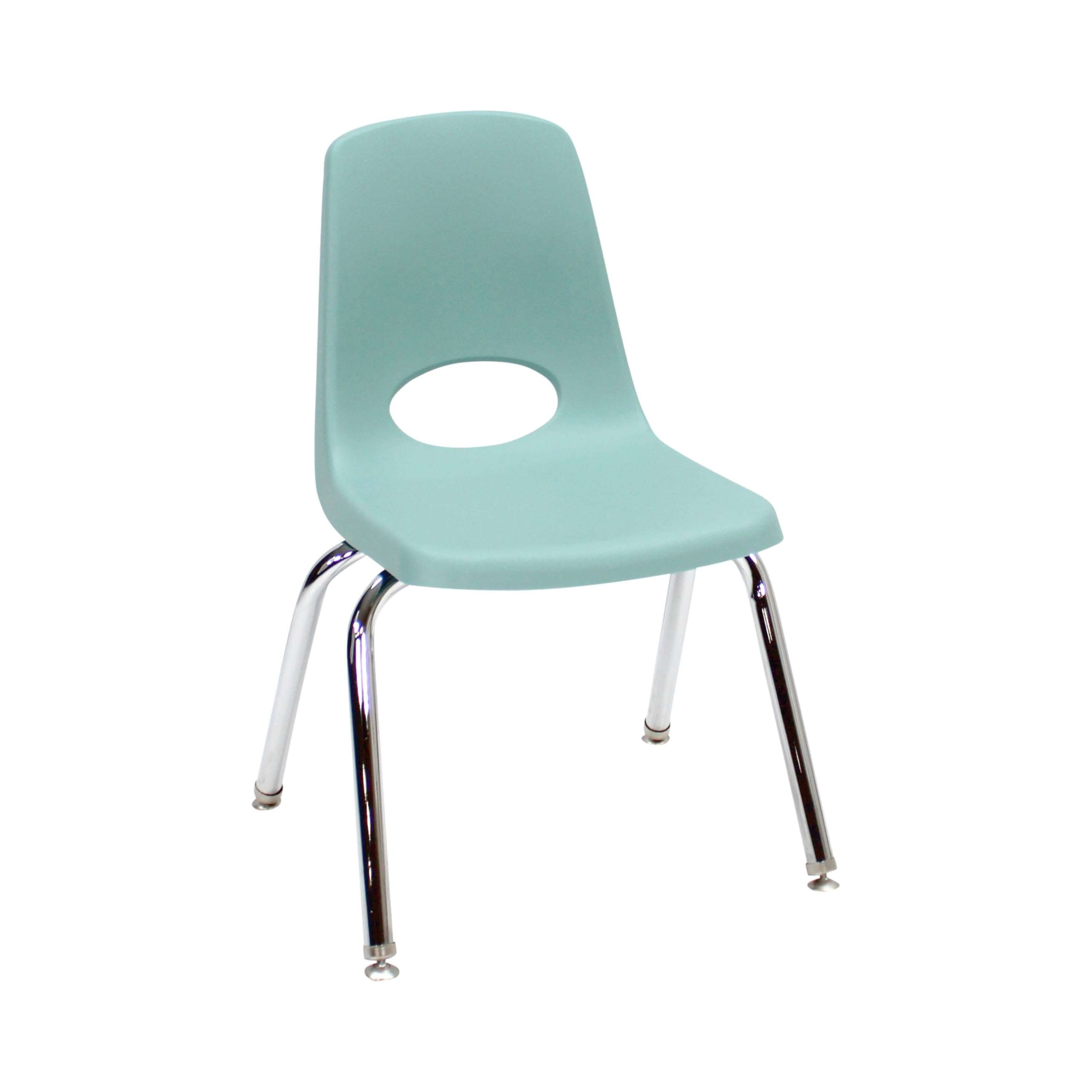 FDP 14" School Stack Chair, Stacking Student Seat with Chromed Steel Legs and Swivel Glides for Classroom, Homeschool or Learning Space - Seafoam, 11558-SF