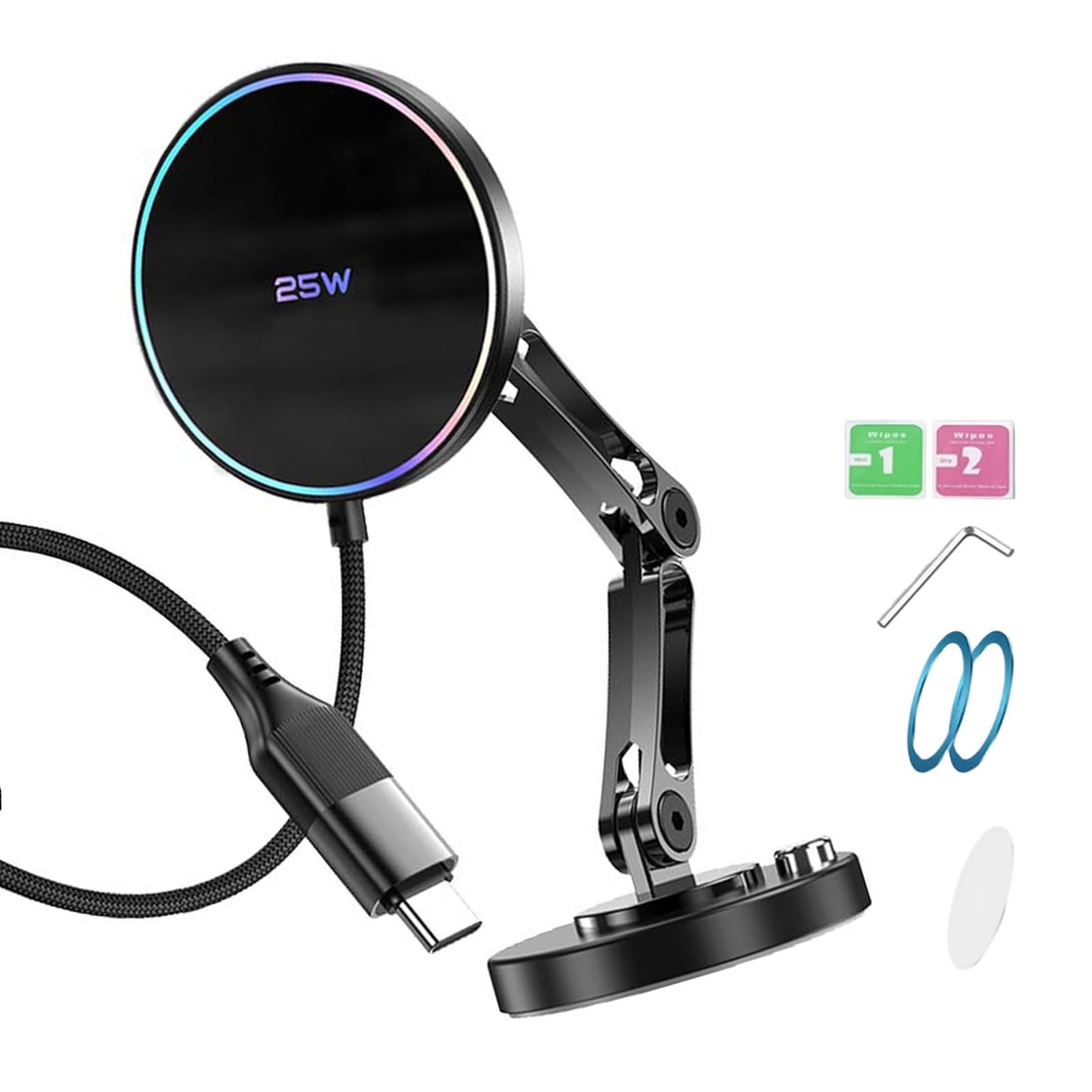 Soporte de carga magnético inalámbrico para coche con 25 W de