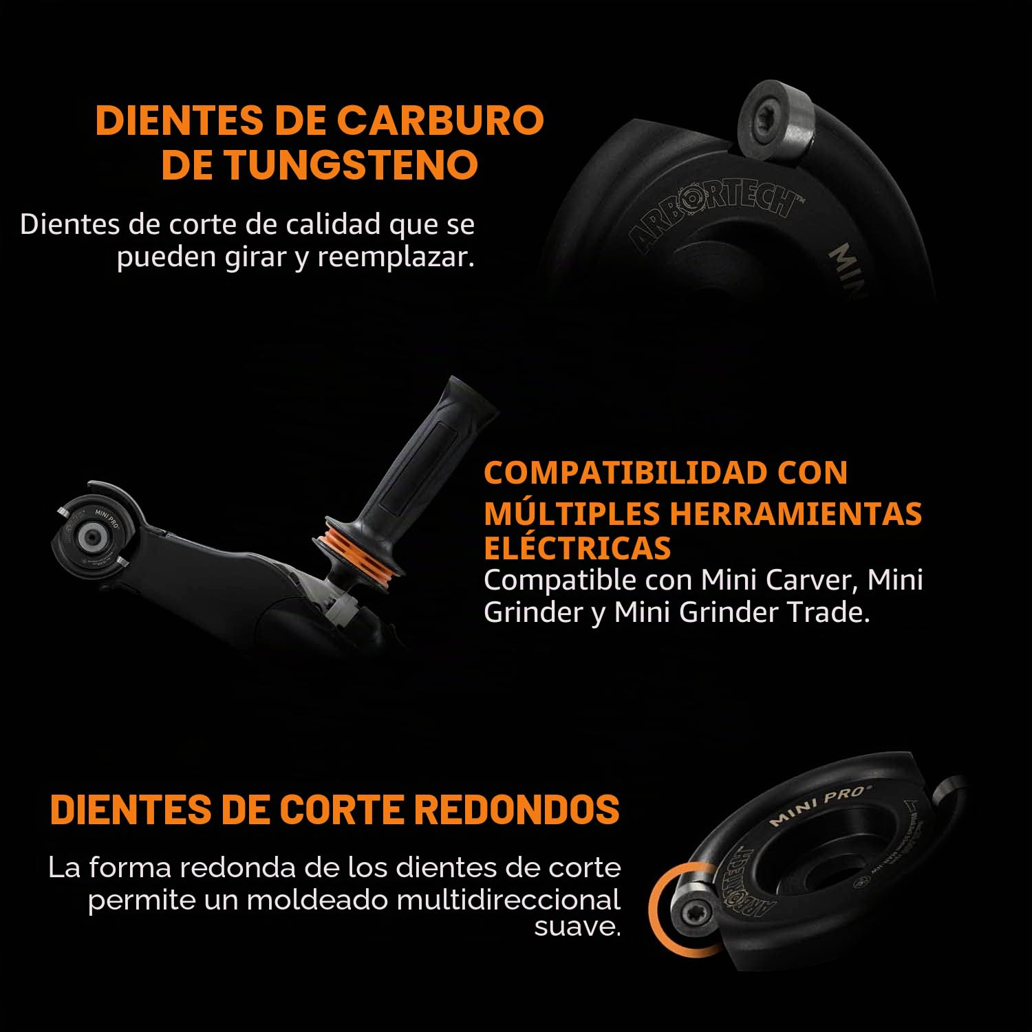 ARBORTECH Mini TURBO Kit 50mm Accesorio de tallado a mano alzada para amoladora angular