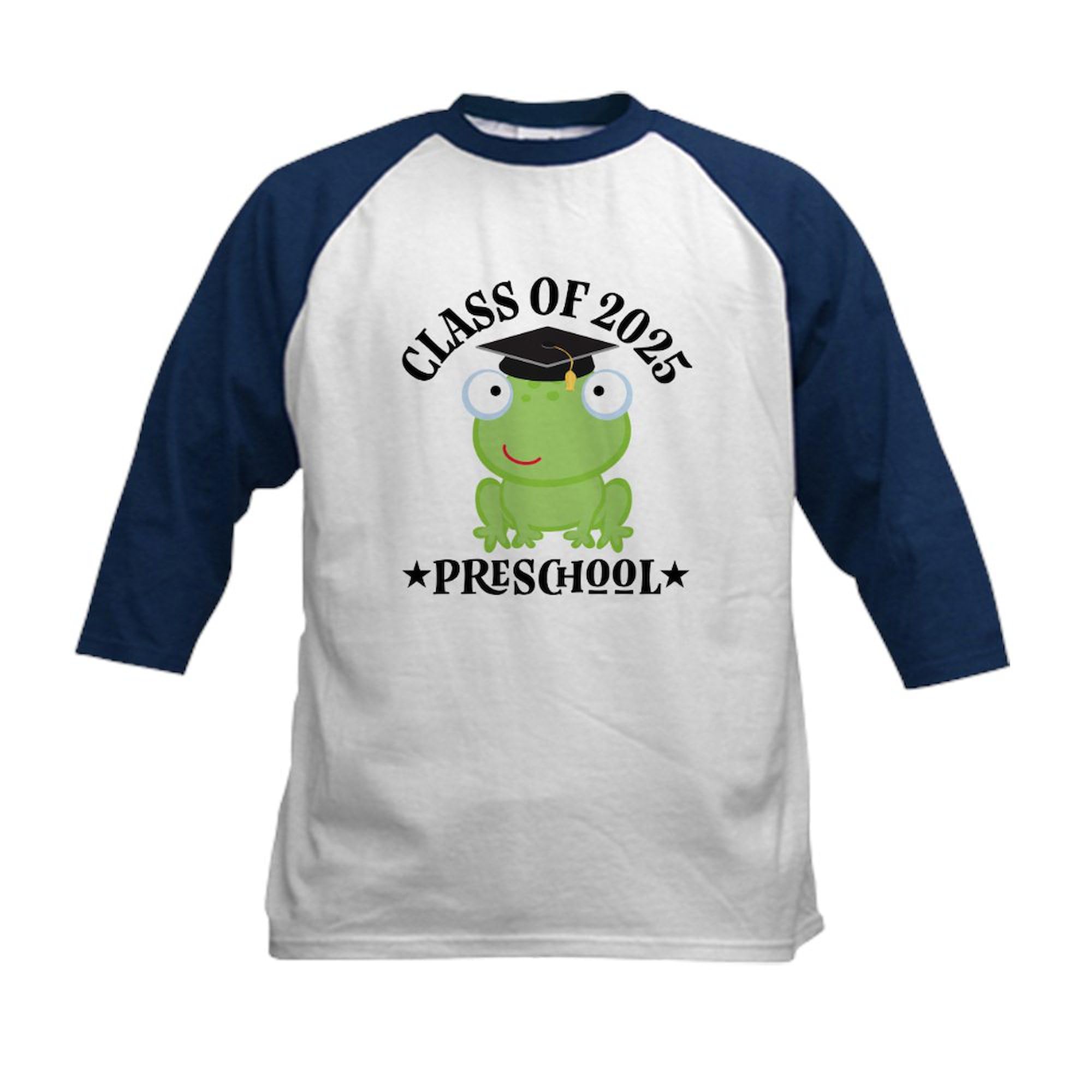 CafePress Class of 2025 Preschool Grad Kids Baseball T Shirt Kids Cotton Baseball Jersey, 3/4 Raglan Sleeve Shirt Navy/White