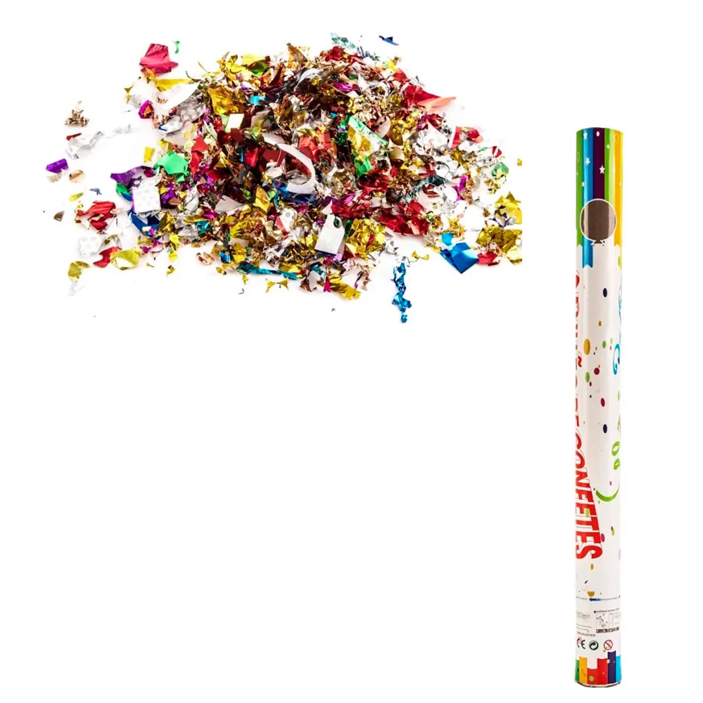Tradineur Lot de 12 canons à confettis multicolores à air comprimé, popper, cracker de confettis colorés, anniversaire, mariage, fête, célébration, 60 cm, modèle aléatoire